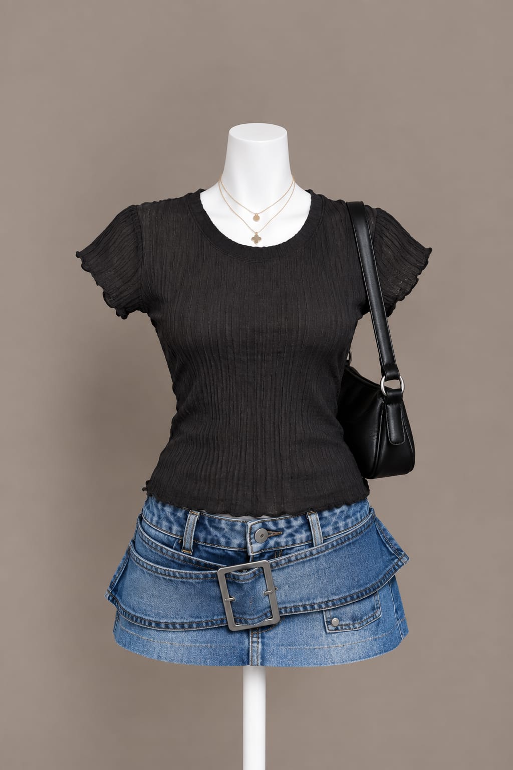 Black Ribbed T-Shirt