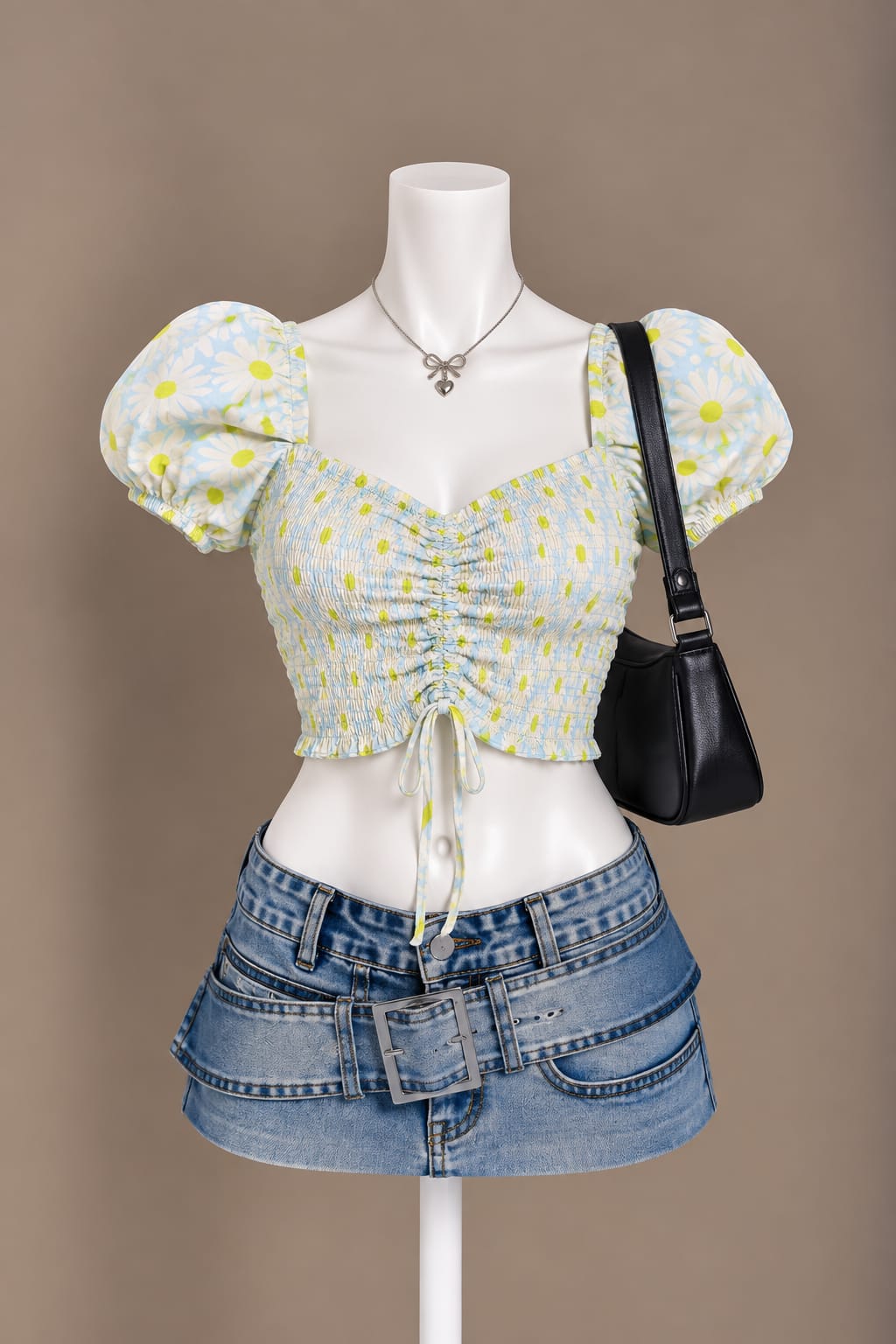 Light Blue Floral Crop Top