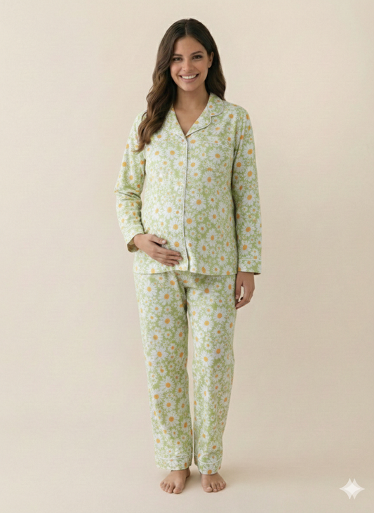 Green Daisy Maternity PJ - MT85