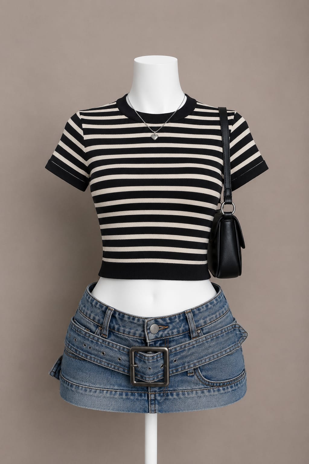 Black And Ivory Crop Top