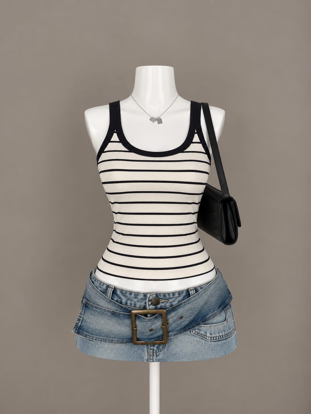 White Striped Tank Top