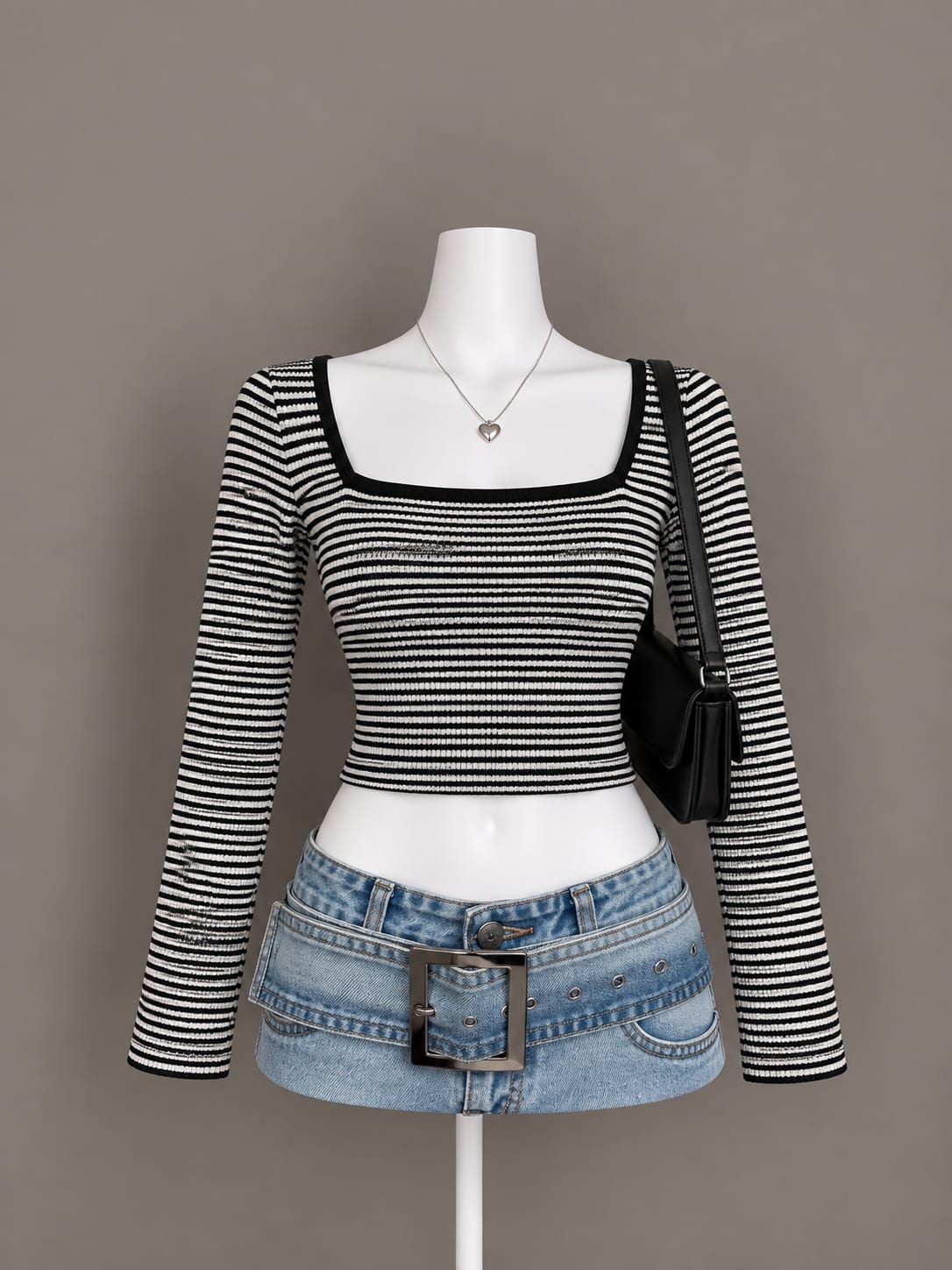 Black and White Striped Crop Top