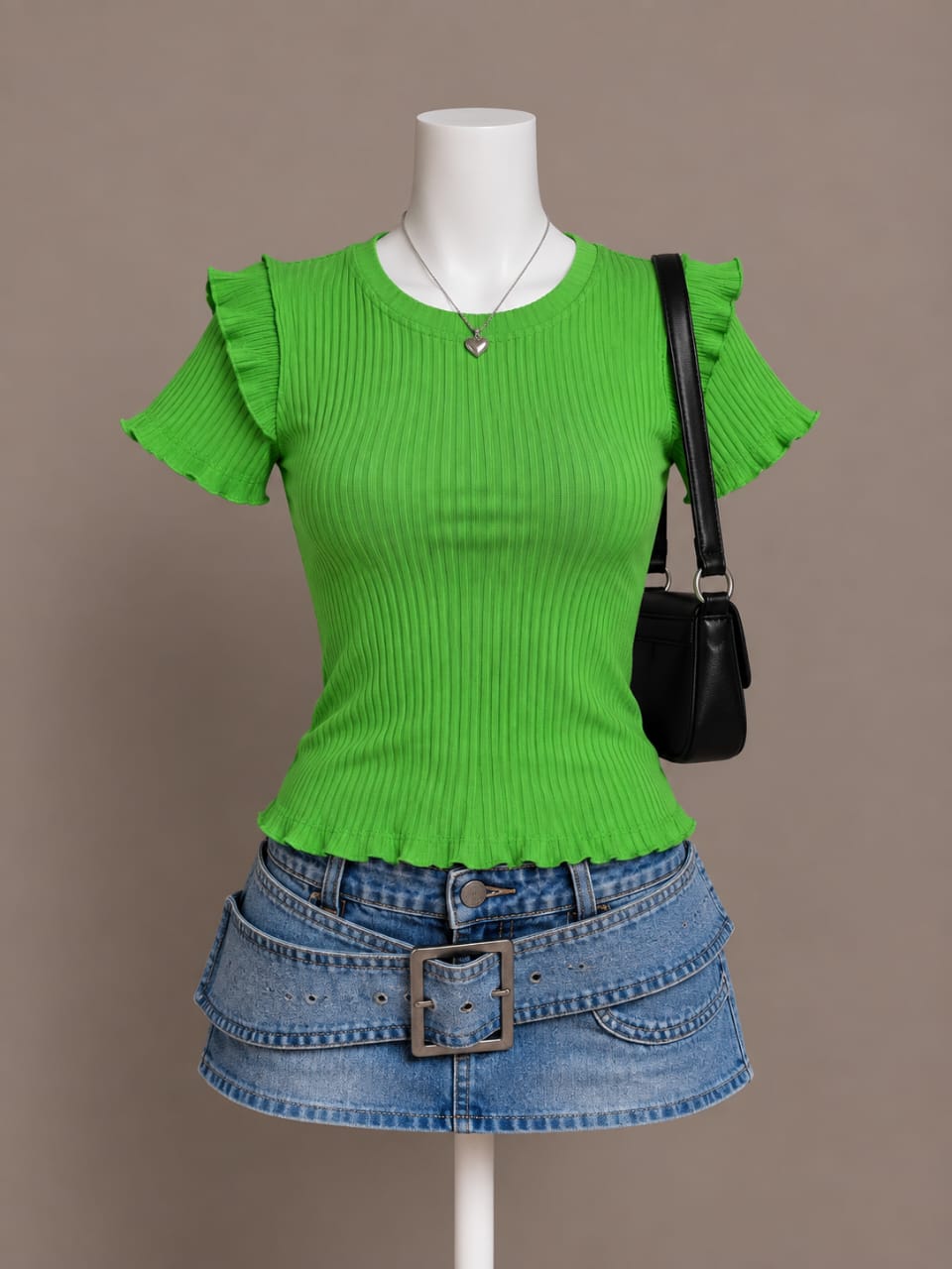 Bright Green Ruffle Top