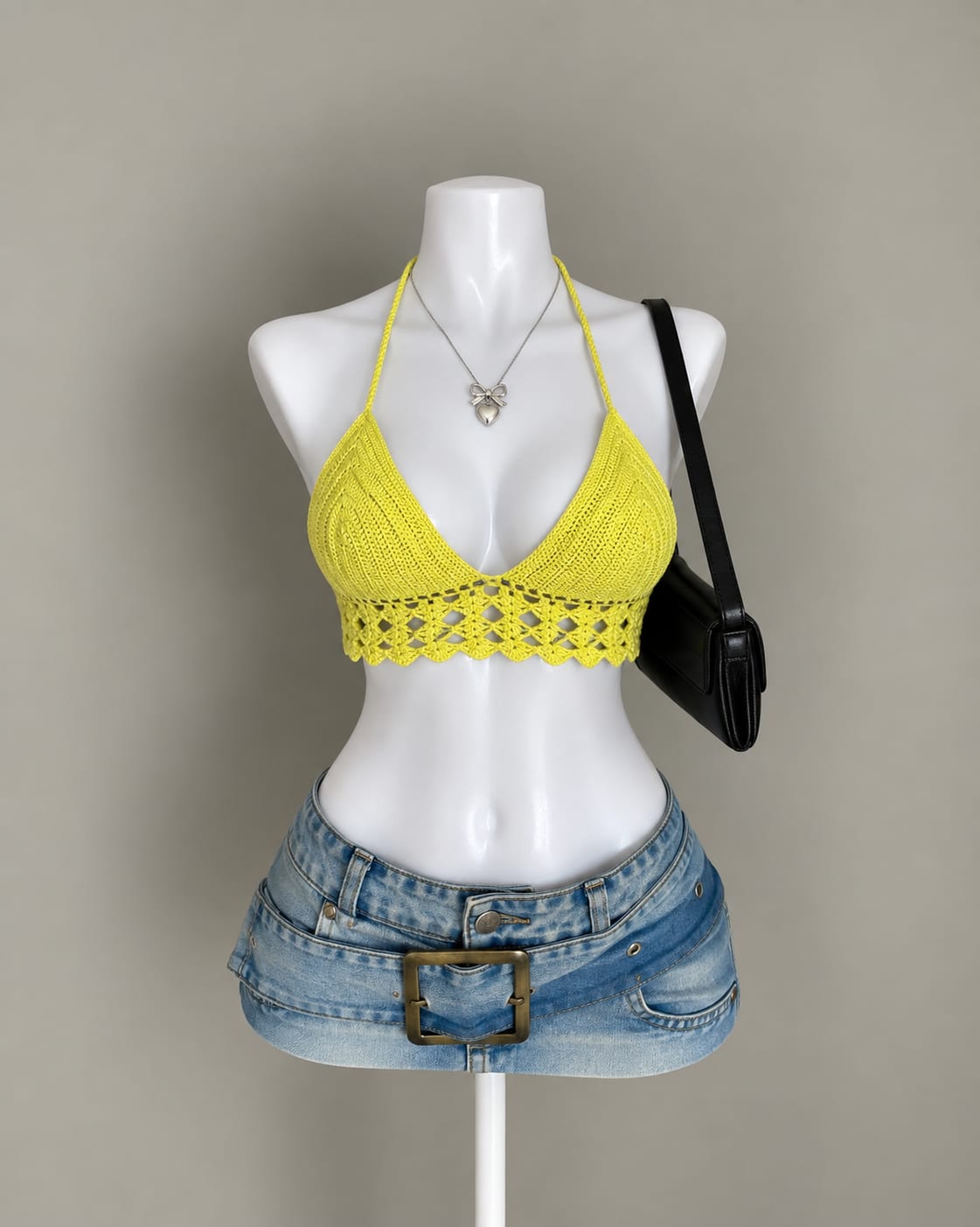 Yellow Crochet Bikini Top