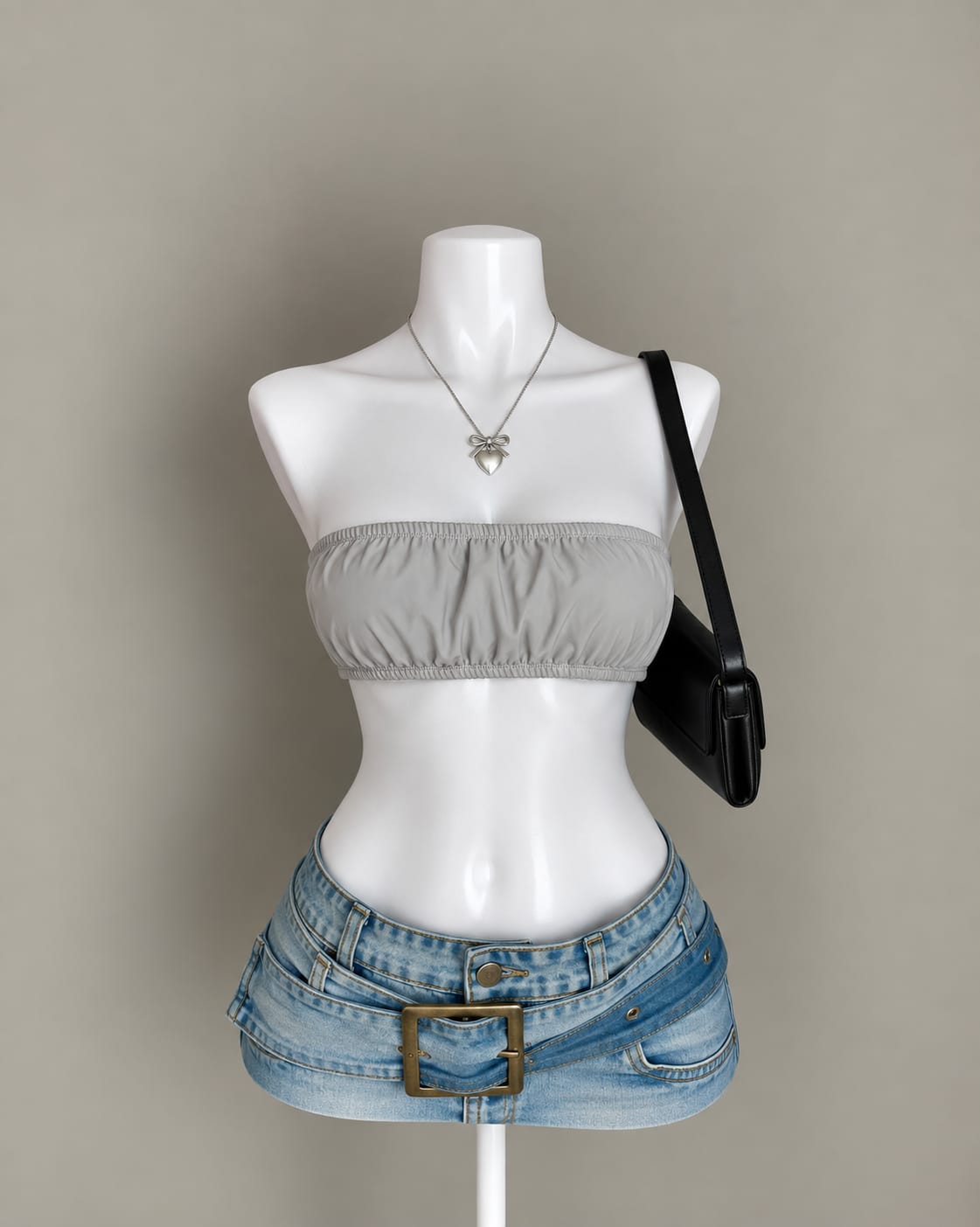 Gray Bandeau Top