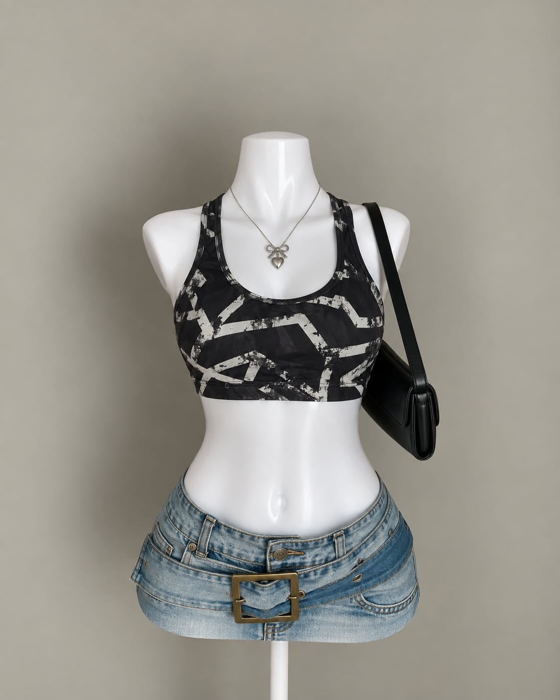 Black White Sports Bra