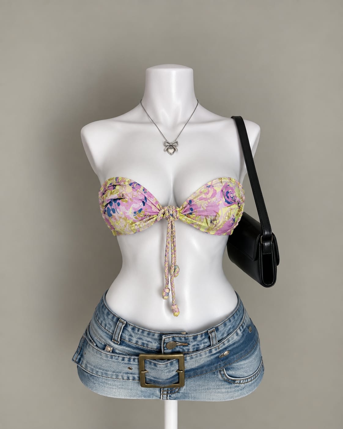 Pink Floral Bandeau Top
