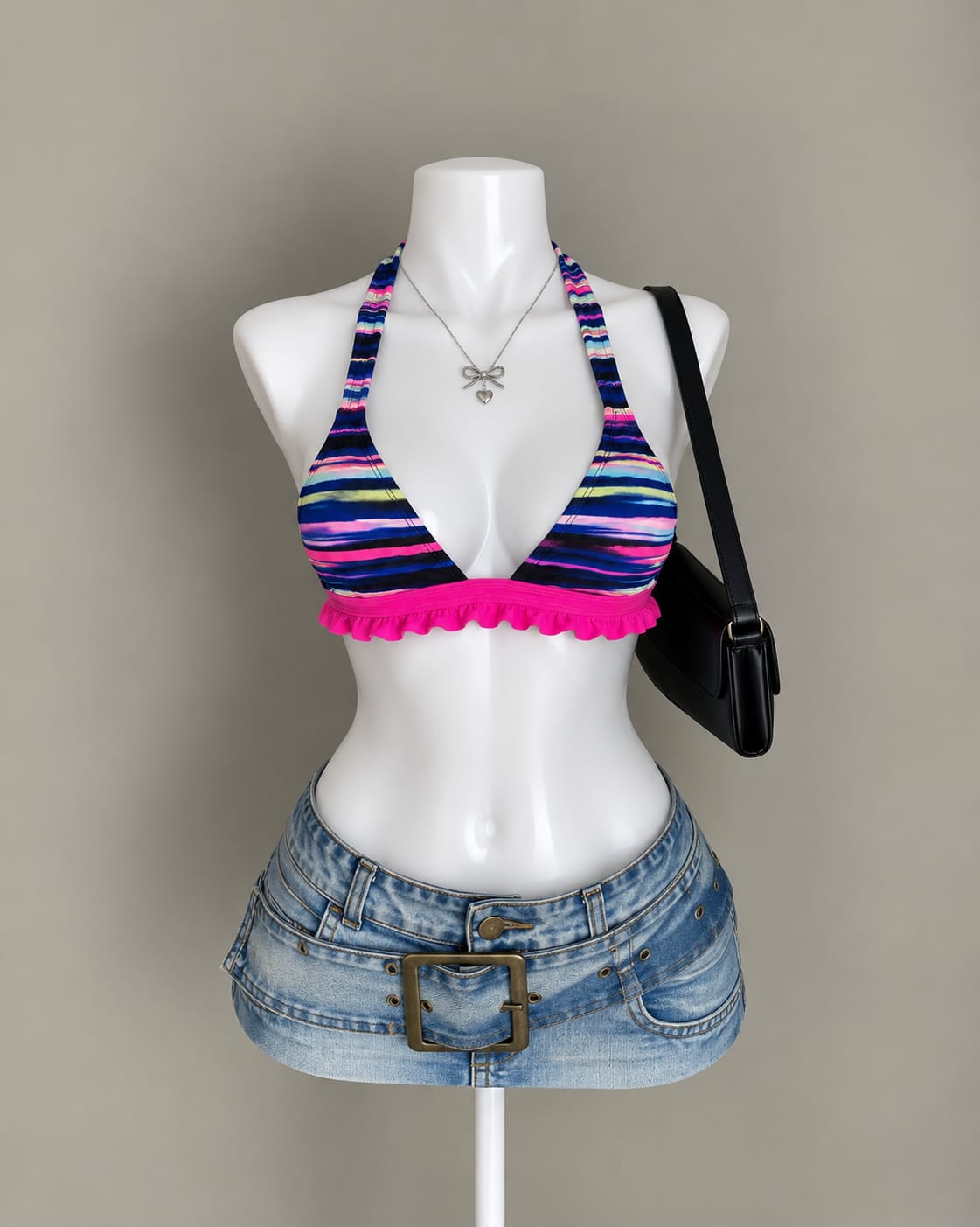 Multicolor Striped Bikini Top