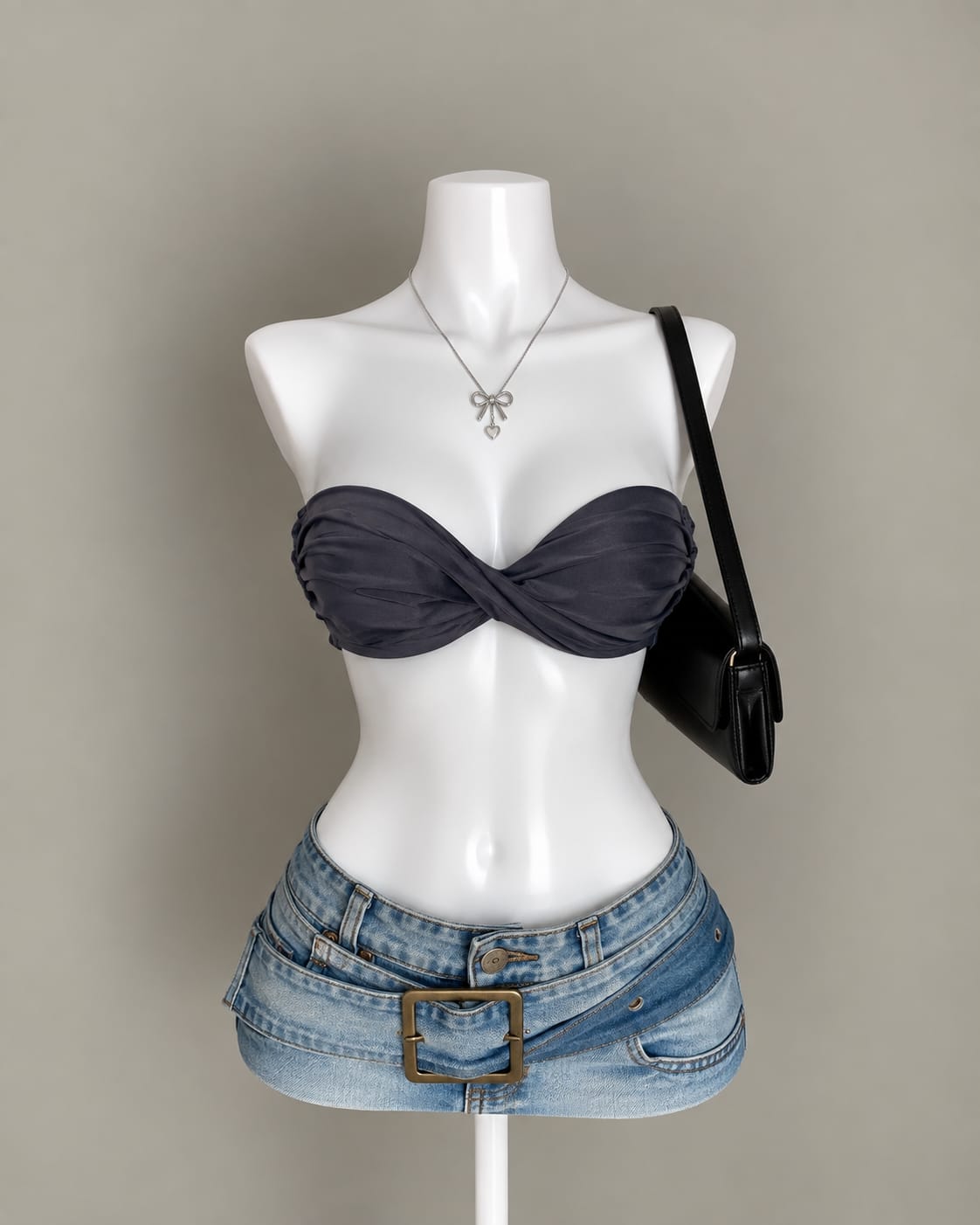 Black Twist Bandeau Top