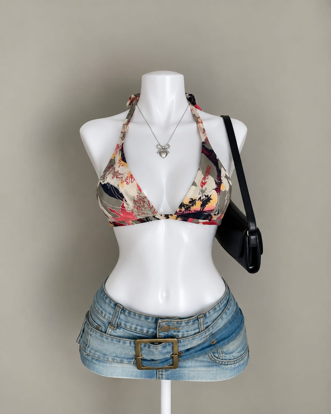 Multicolor Printed Bikini Top