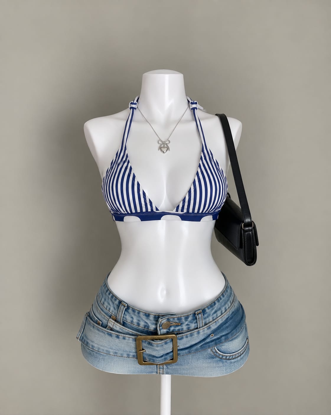 Blue White Bikini Top