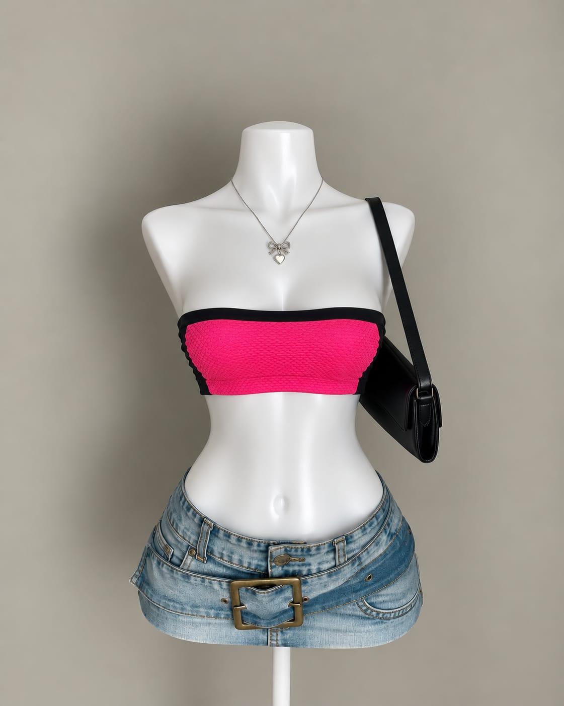 Pink Black Bandeau Top