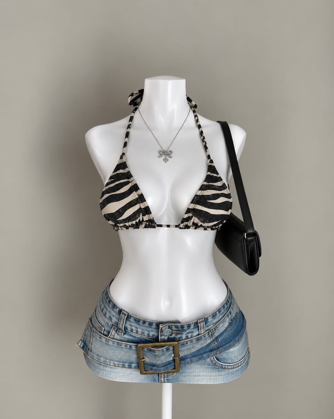 Black White Bikini Top