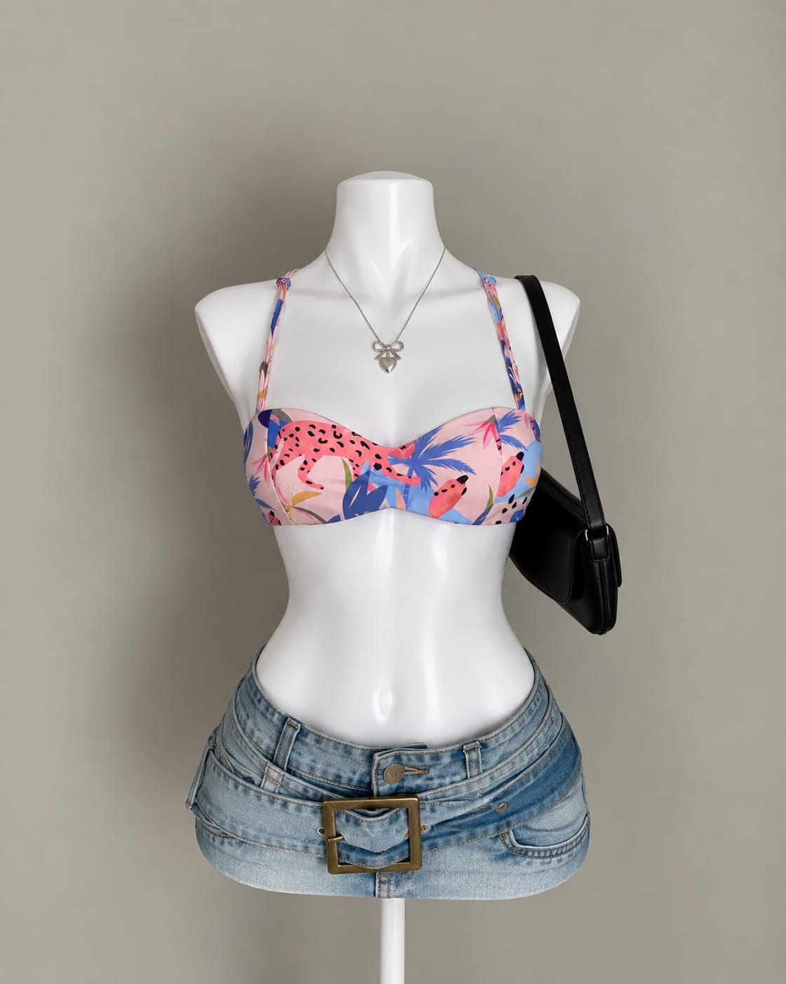 Pink Multicolor Bikini Top
