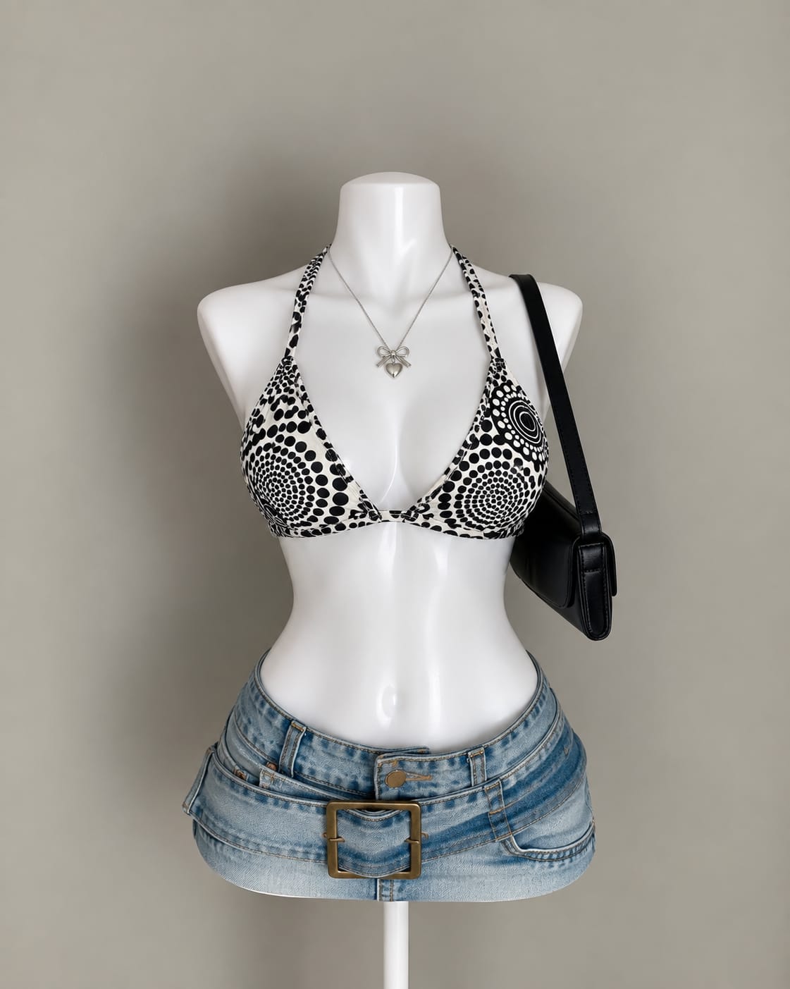 Black White Bikini Top