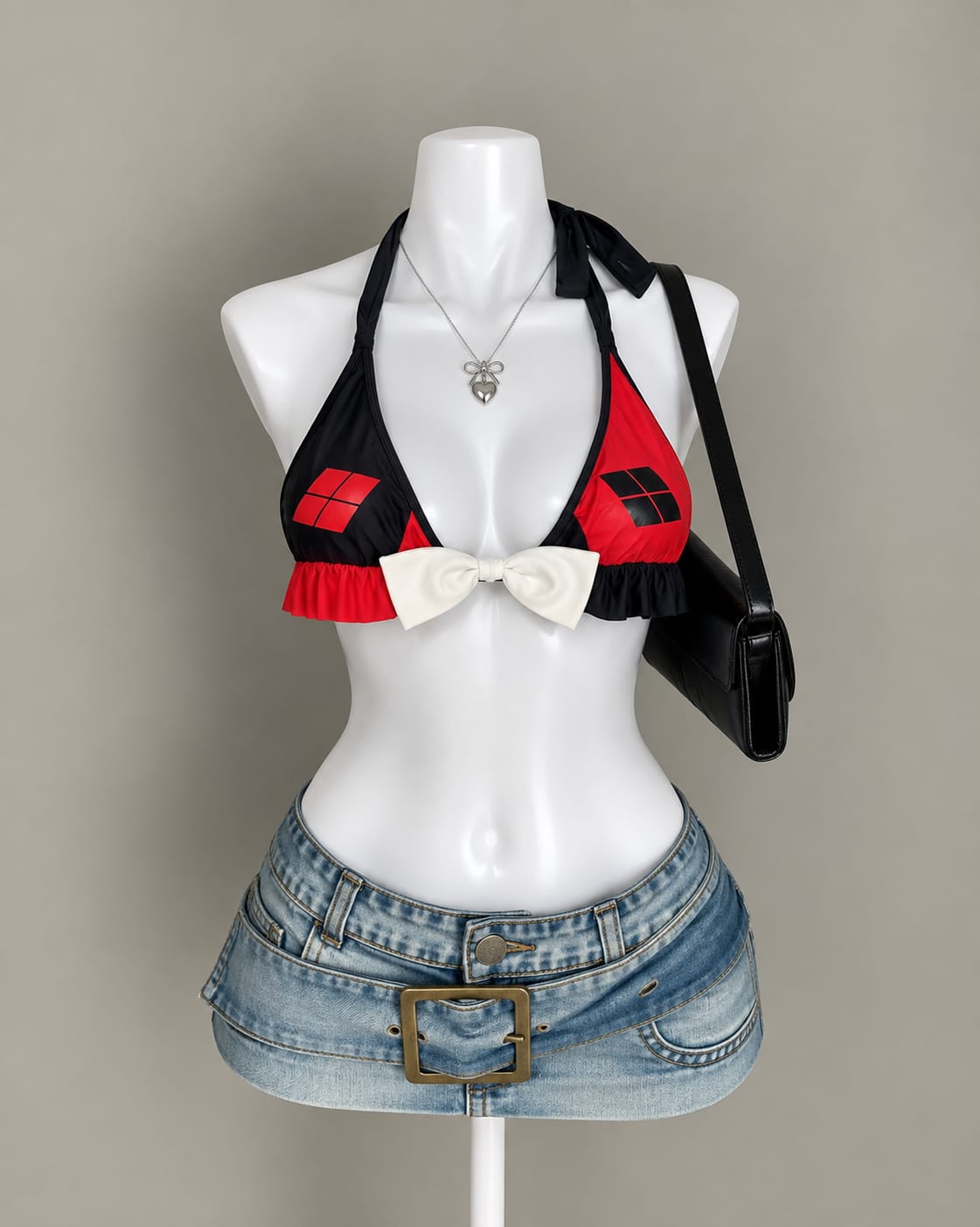 Red Black Bikini Top