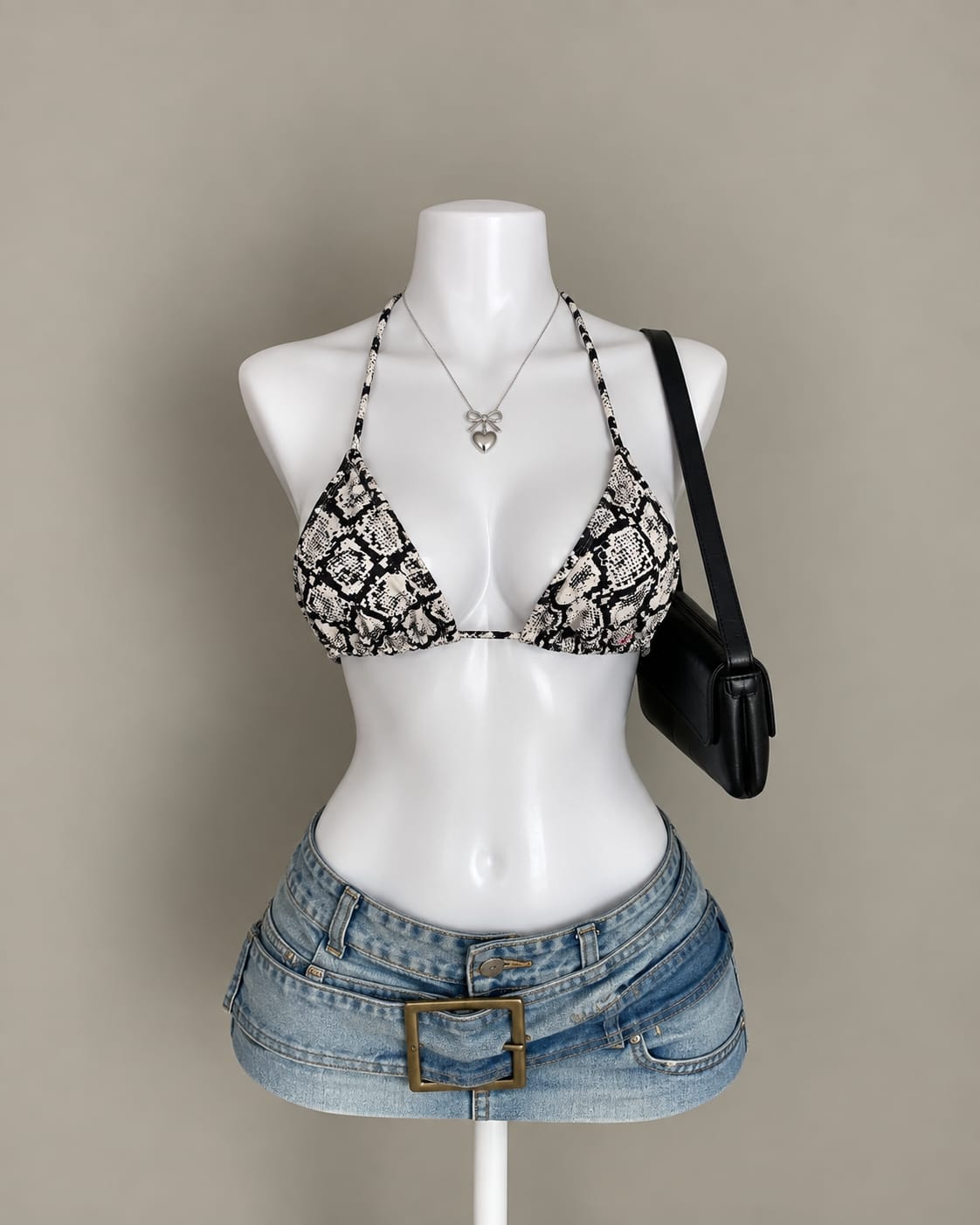 Black White Bikini Top