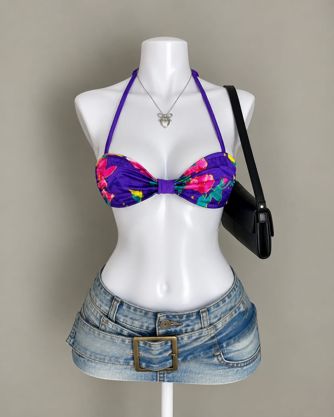 Purple Floral Bandeau Top
