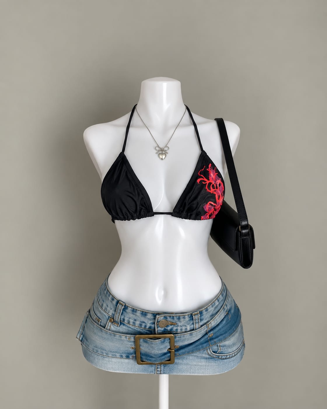 Black Red Bikini Top