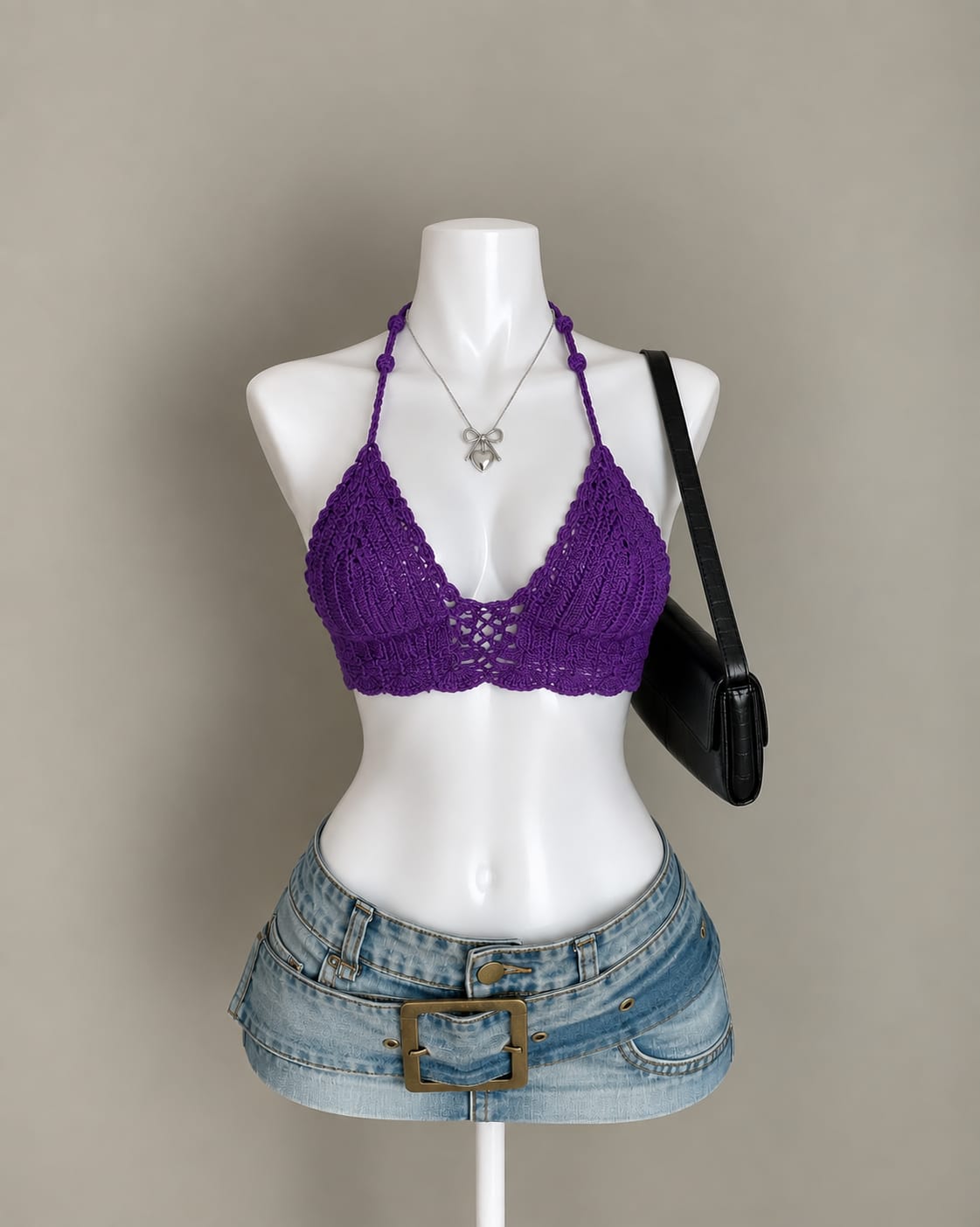 Purple Crochet Bikini Top