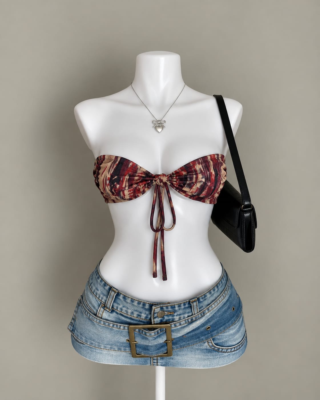 Brown Printed Bandeau Top