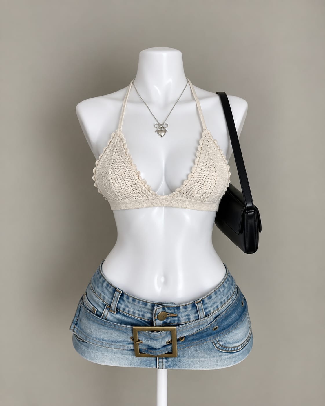 Cream Crochet Bikini Top