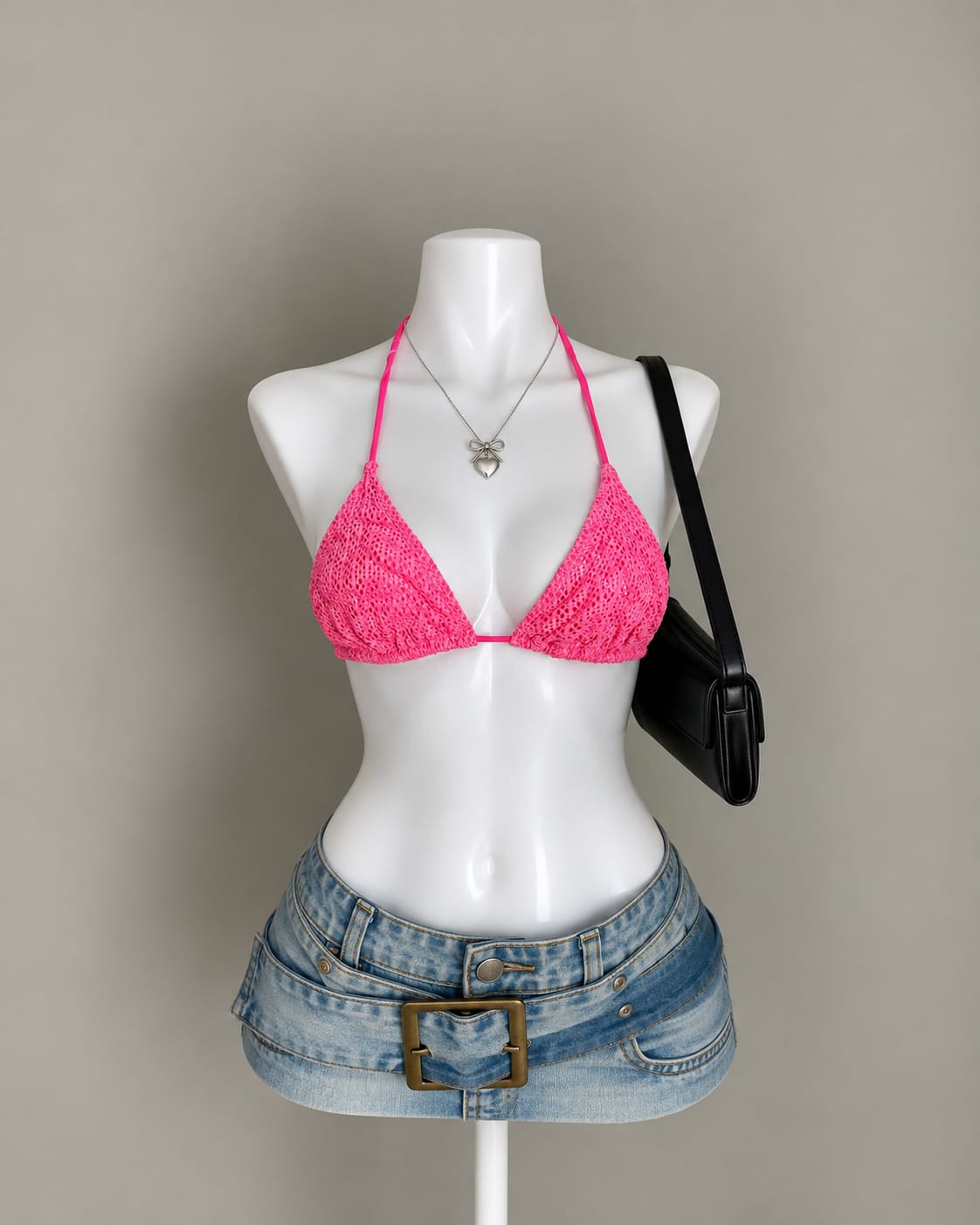 Pink Crochet Bikini Top