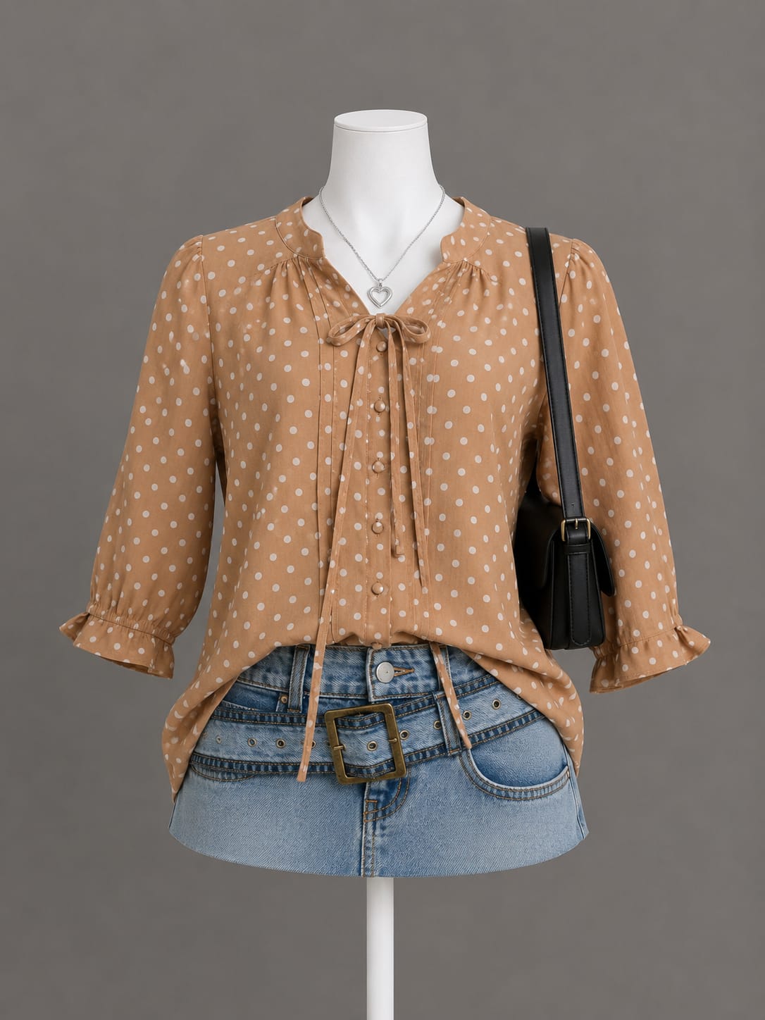 Tan Polka Dot Blouse