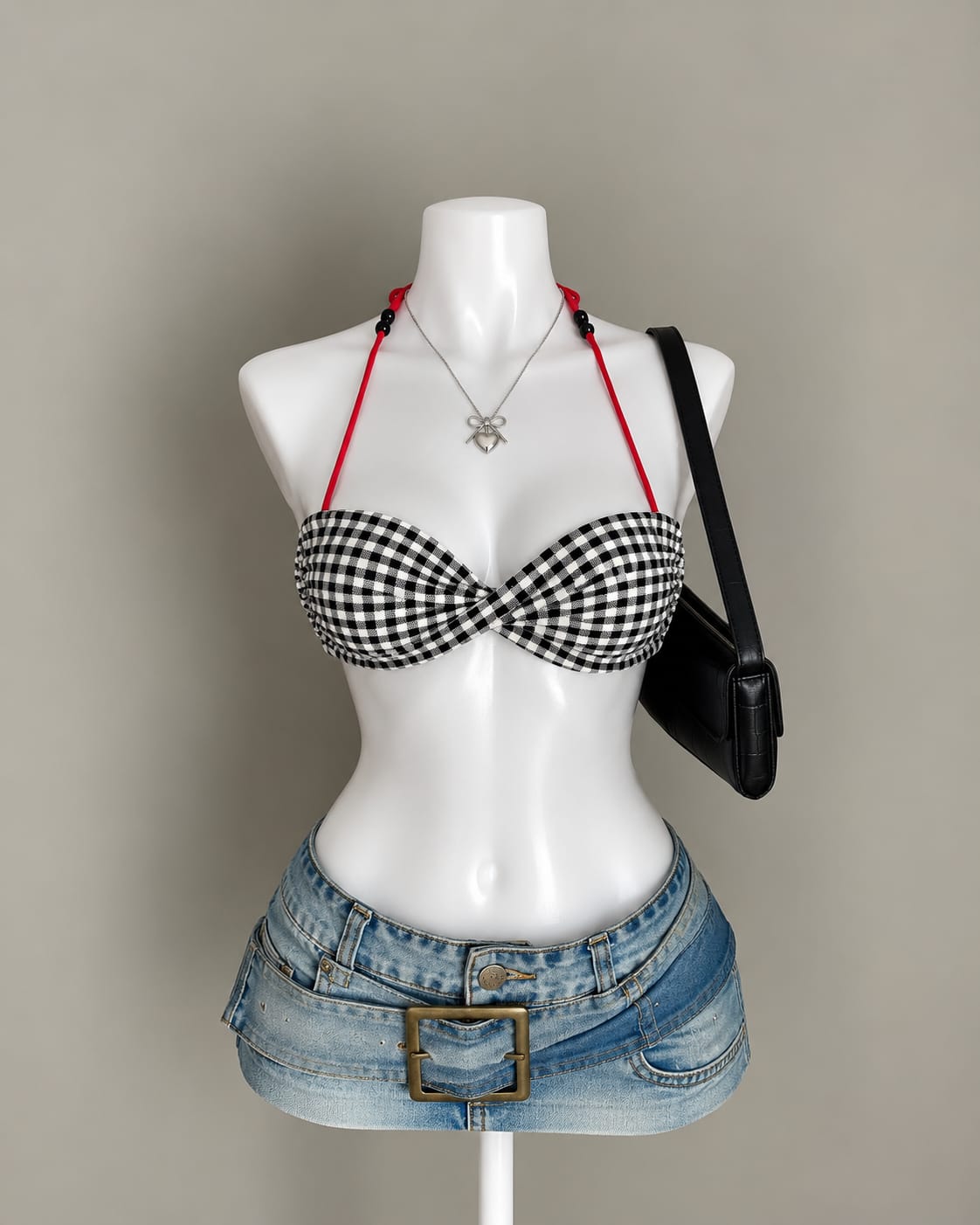 Black White Bikini Top