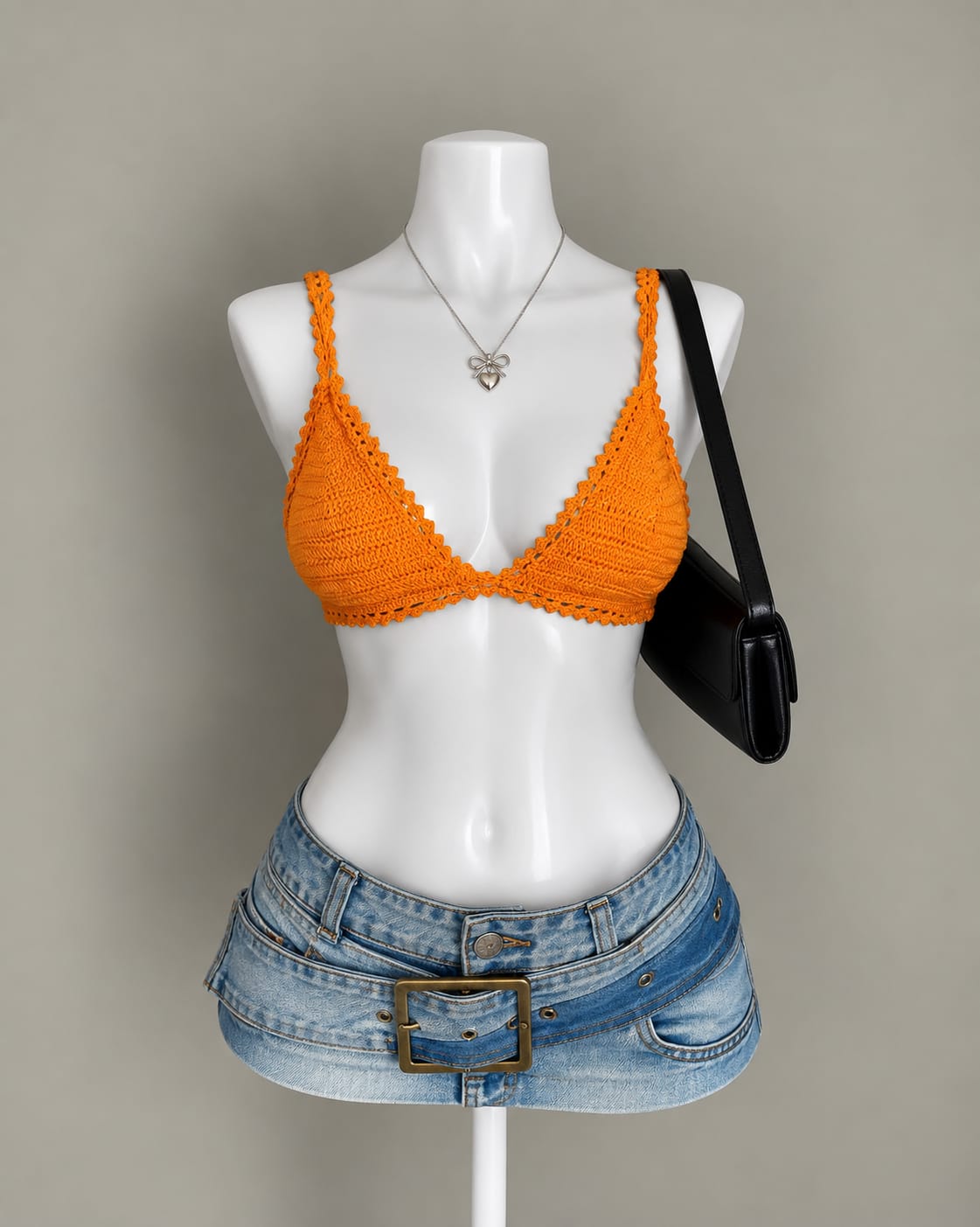 Orange Crochet Bikini Top