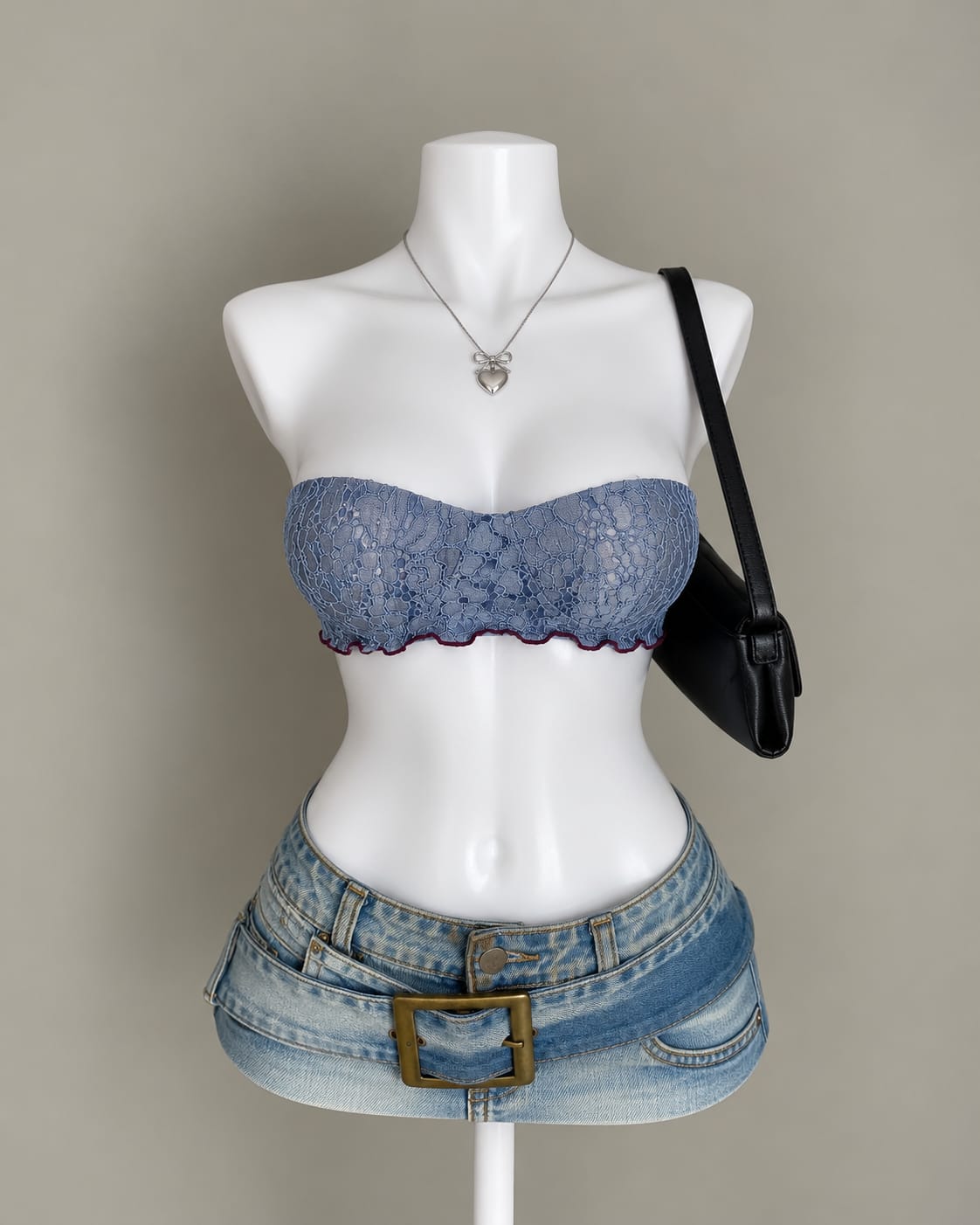Blue Lace Bandeau Top