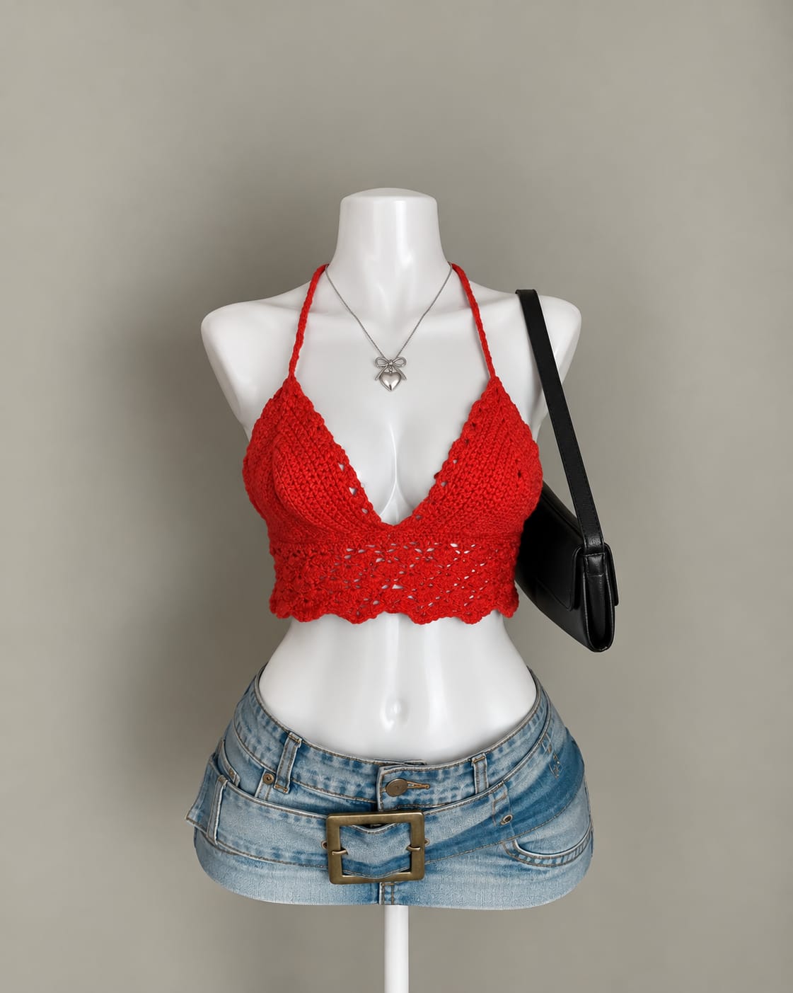 Red Crochet Crop Top