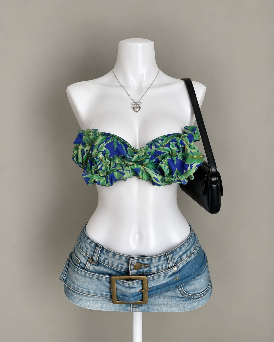 Blue Green Bandeau Bikini Top