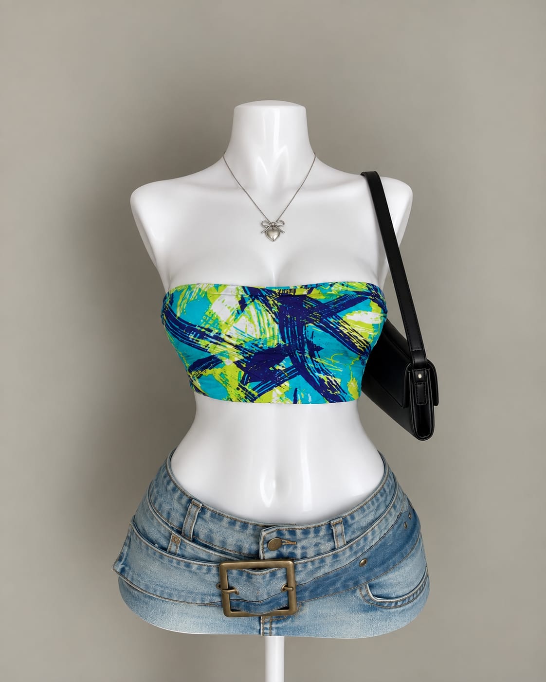 Blue Green Bandeau Bikini Top
