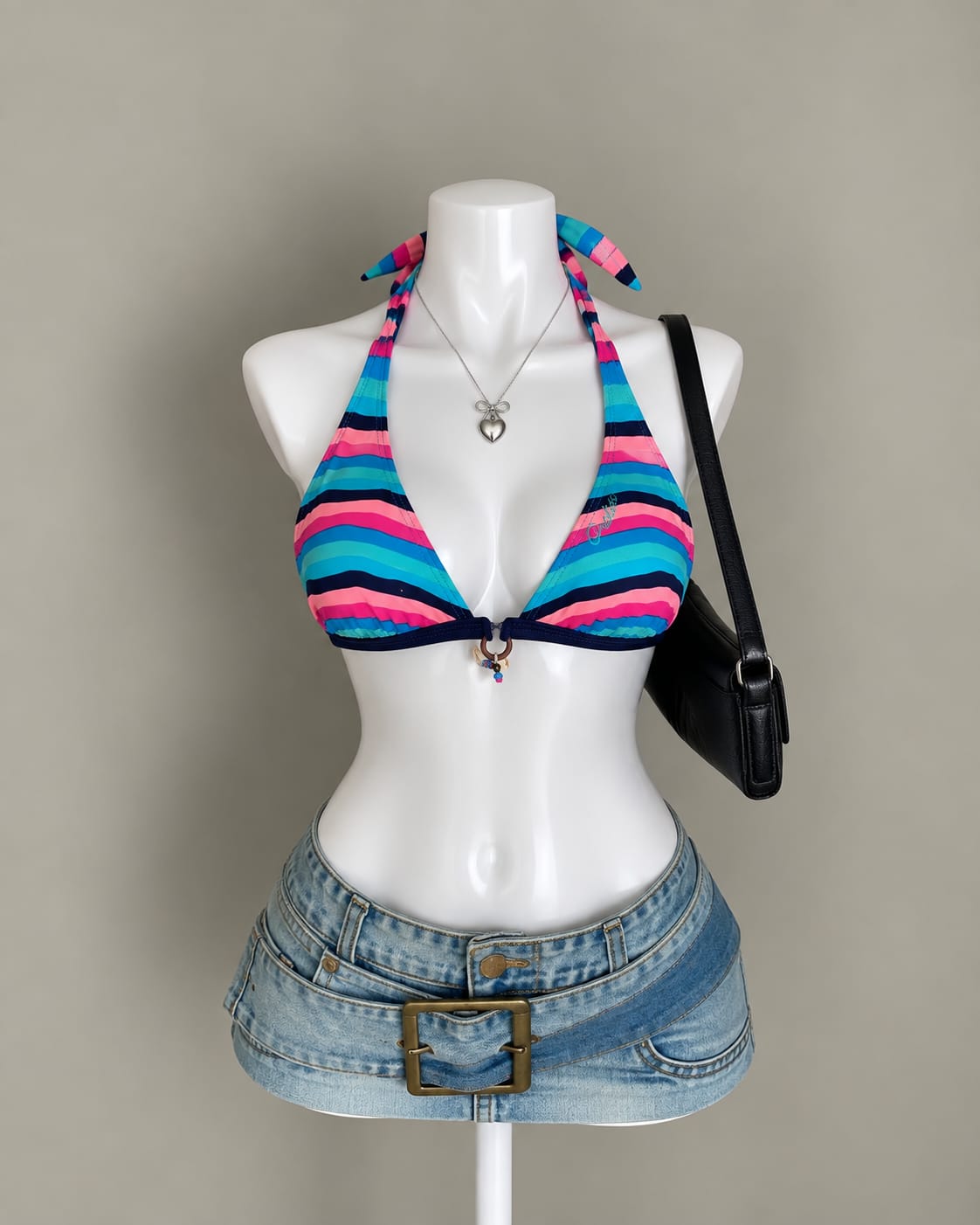 Multicolor Striped Bikini Top