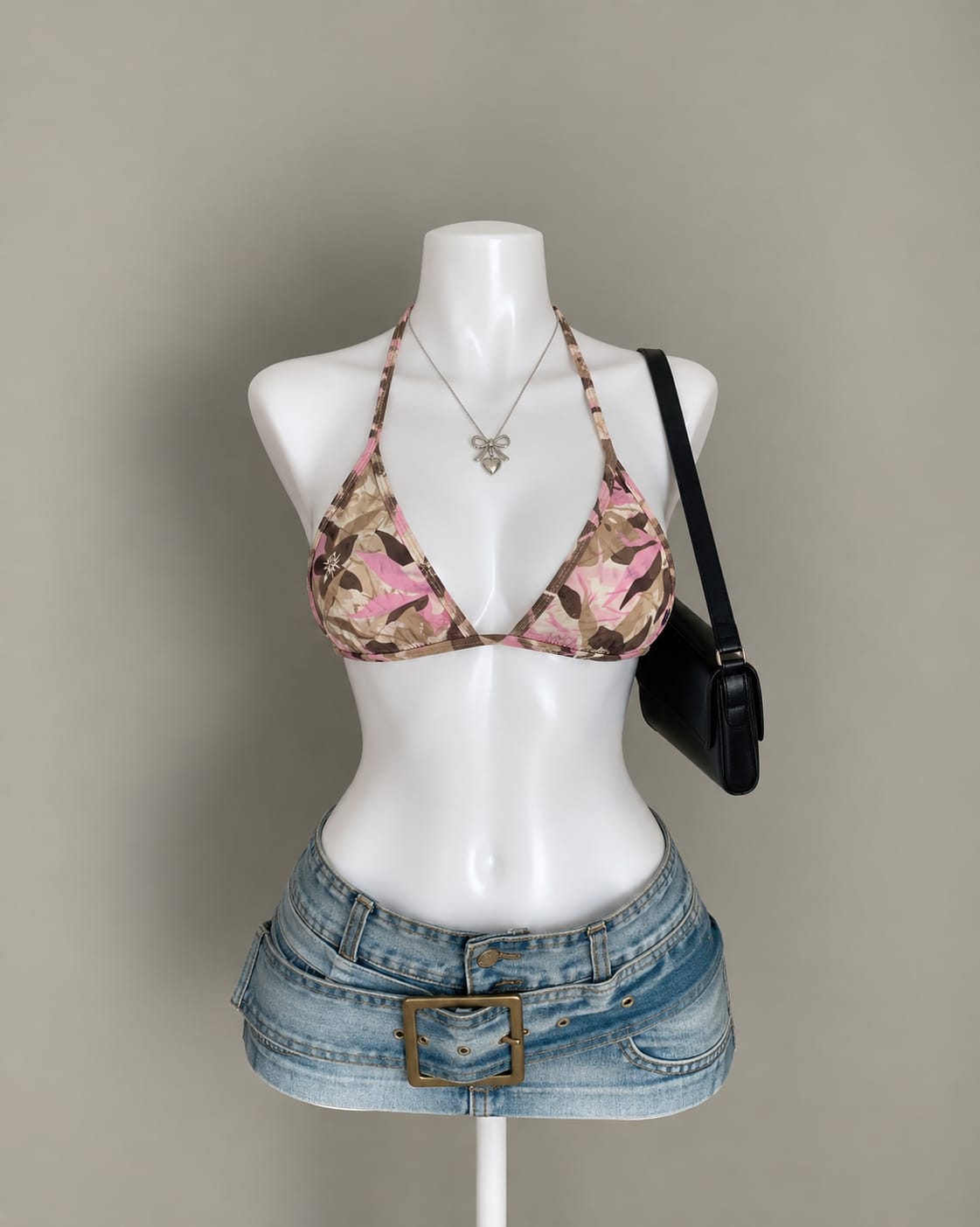 Pink and Brown Bikini Top