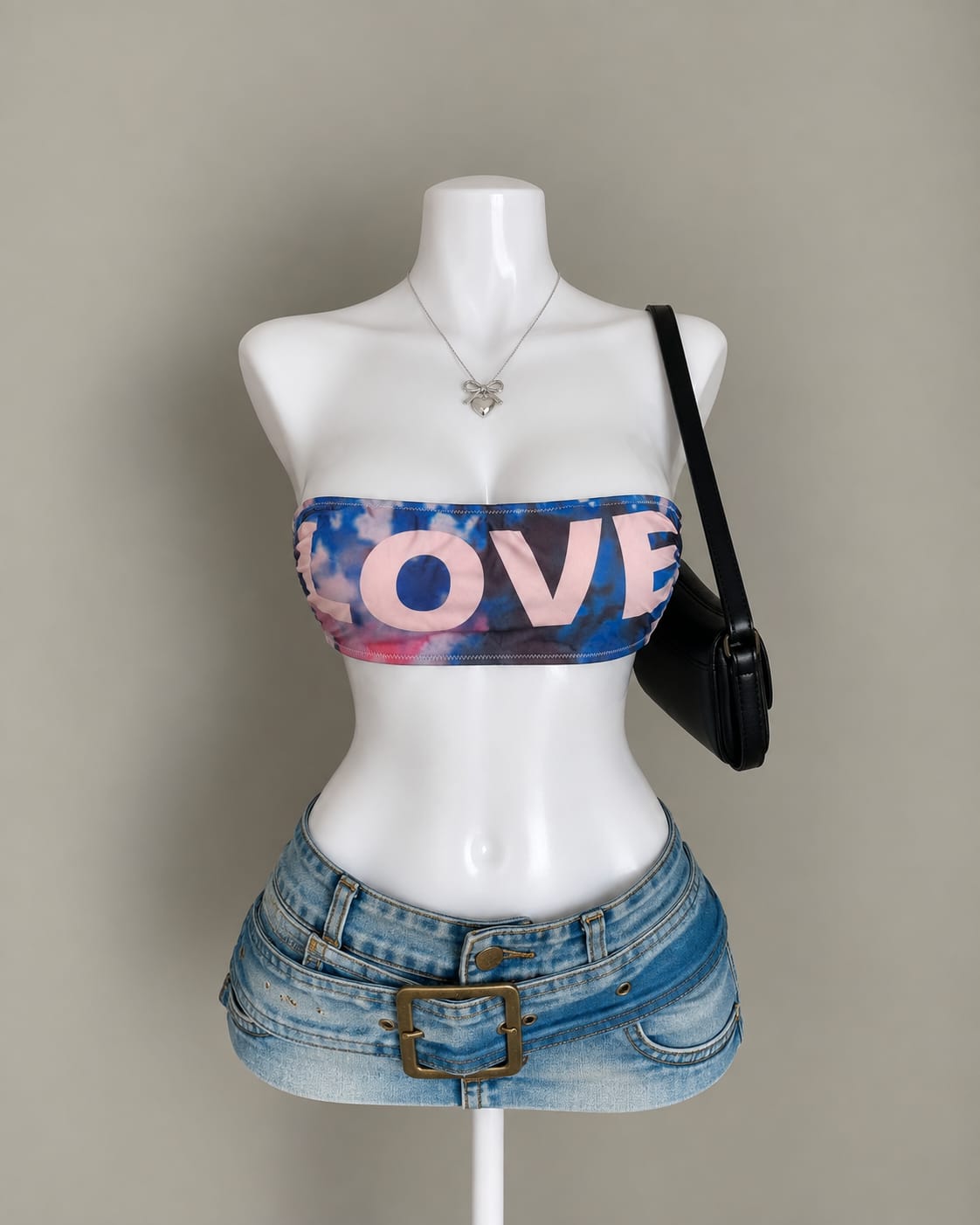 Blue Pink Bandeau Top