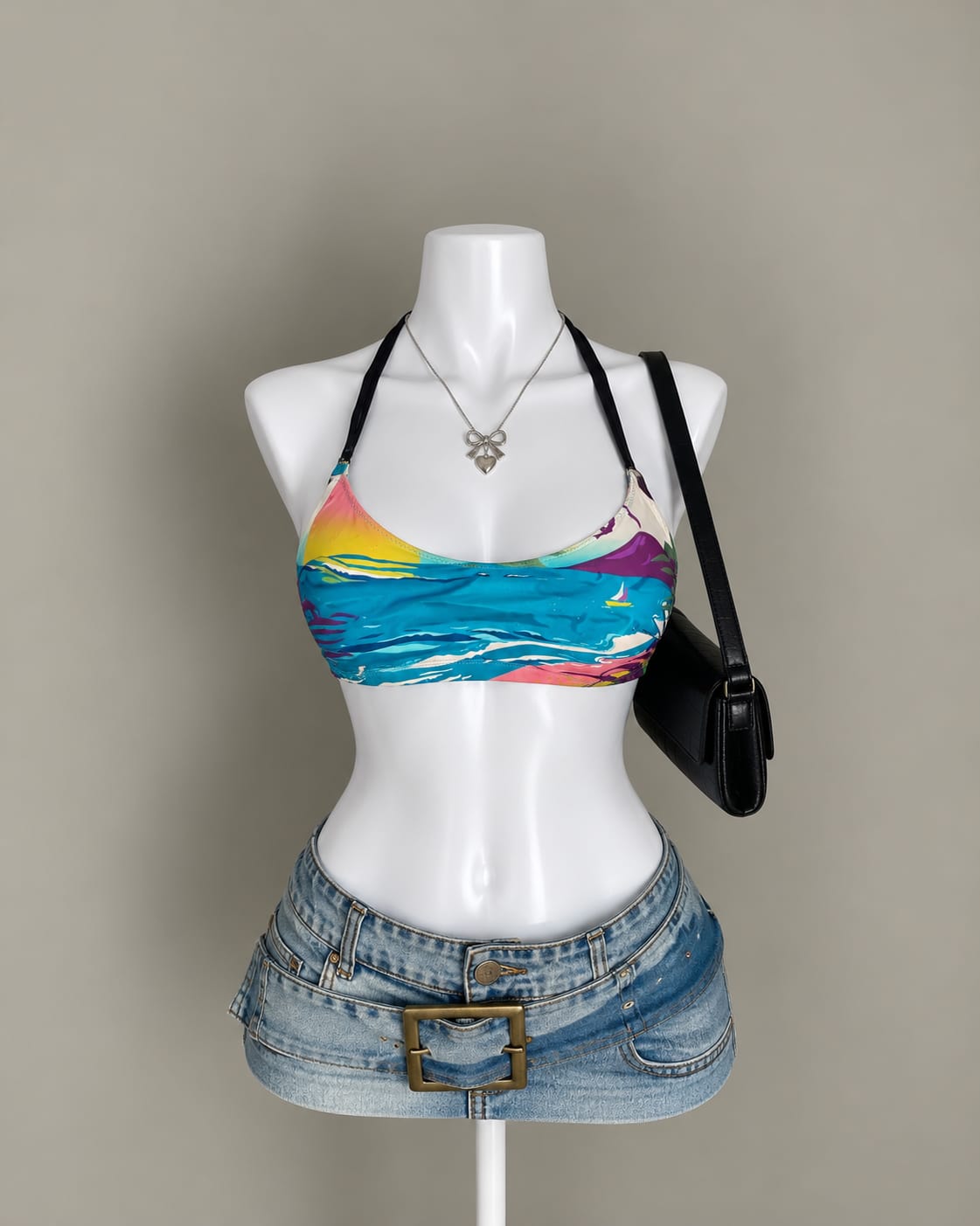Turquoise Multicolor Bikini Top