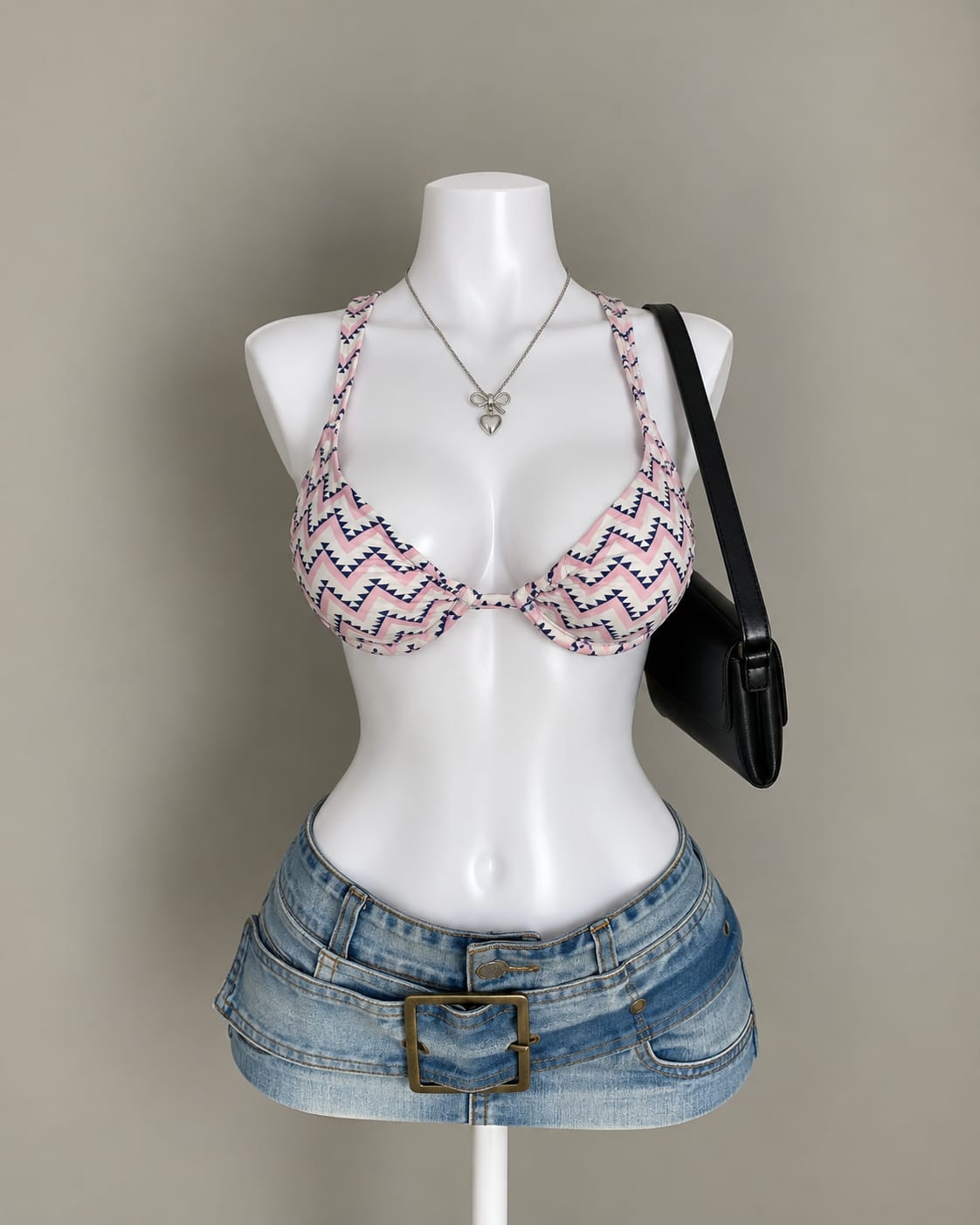 Pink Geometric Bikini Top