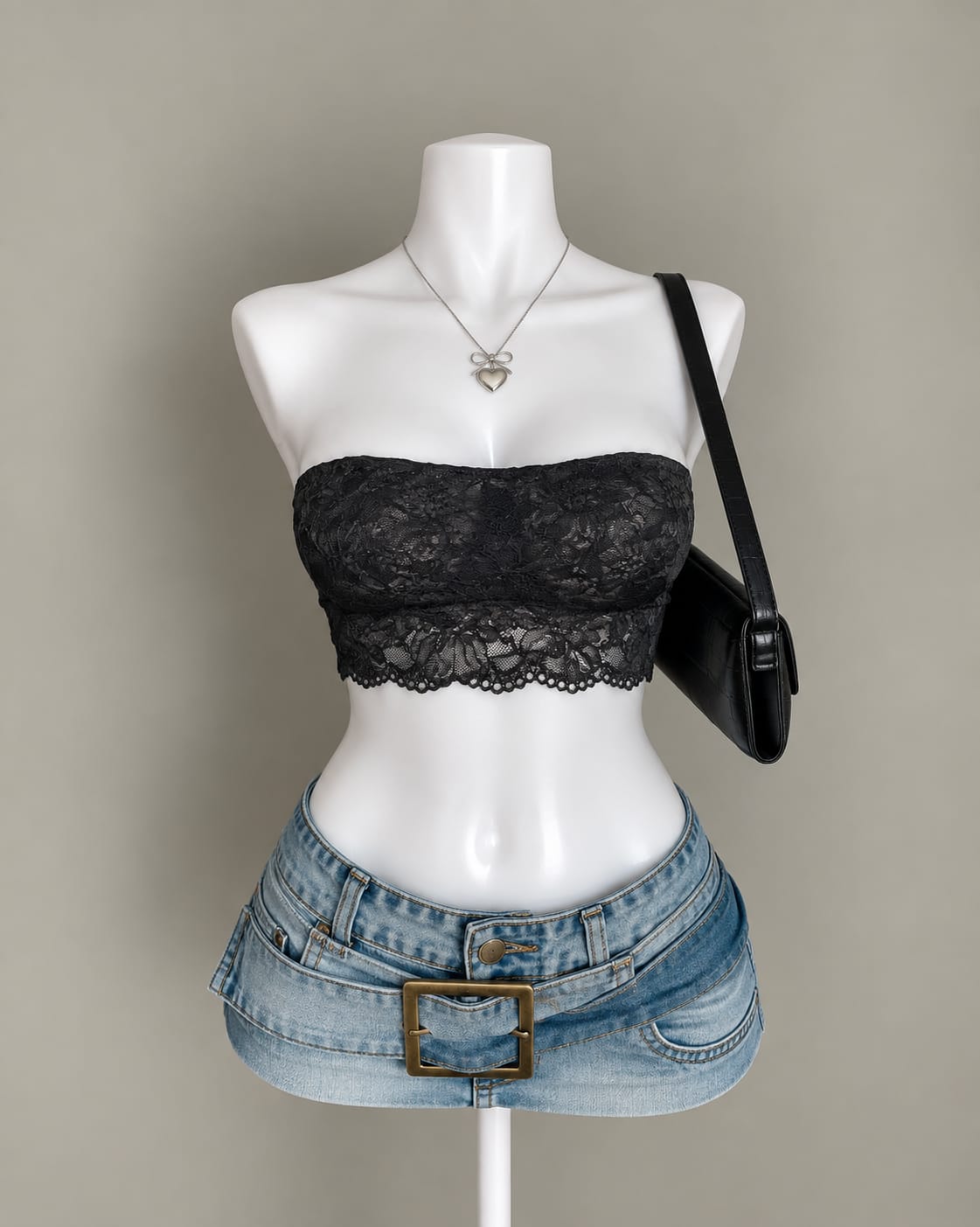 Black Lace Bandeau Top