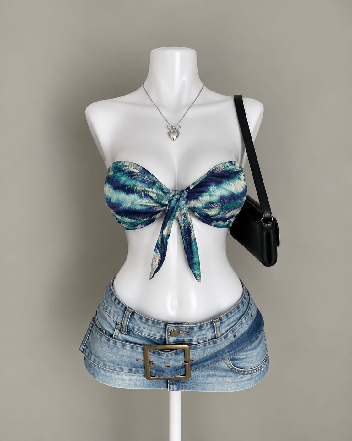 Blue and Green Bandeau Top