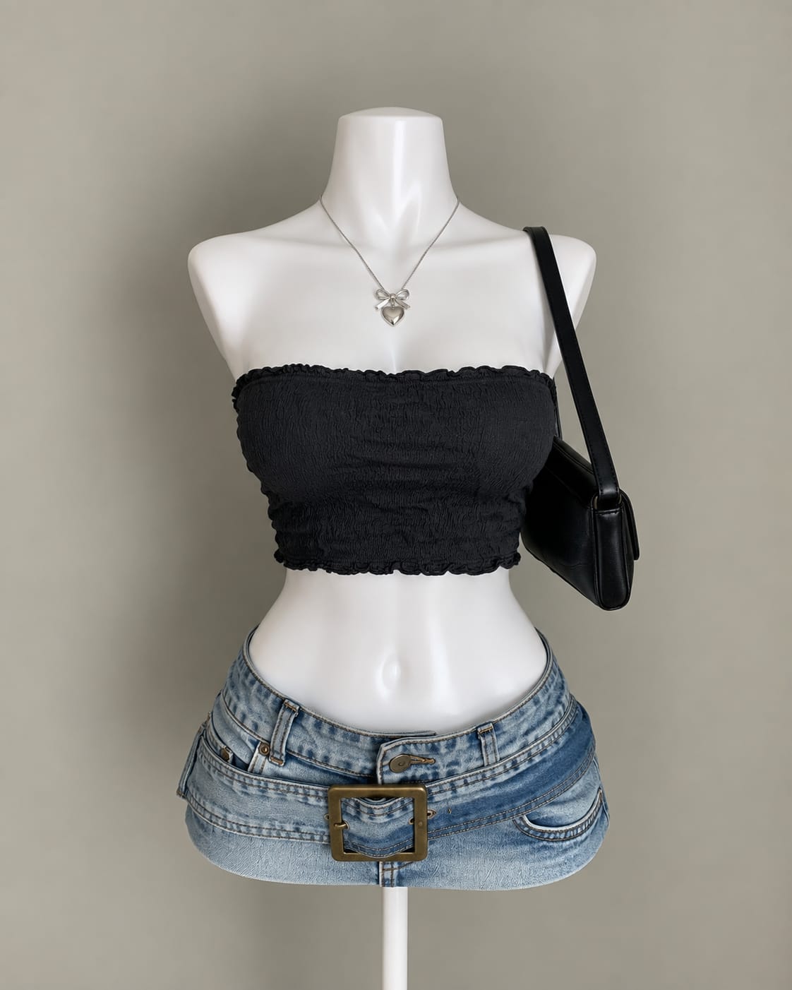 Black Smocked Tube Top