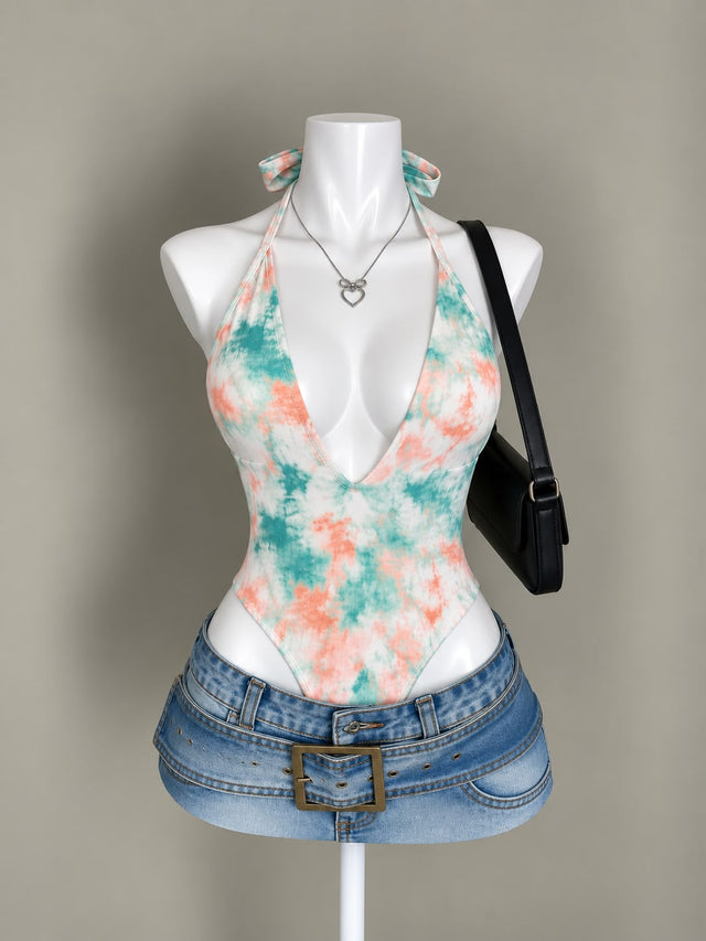 Mint and Coral Bodysuit