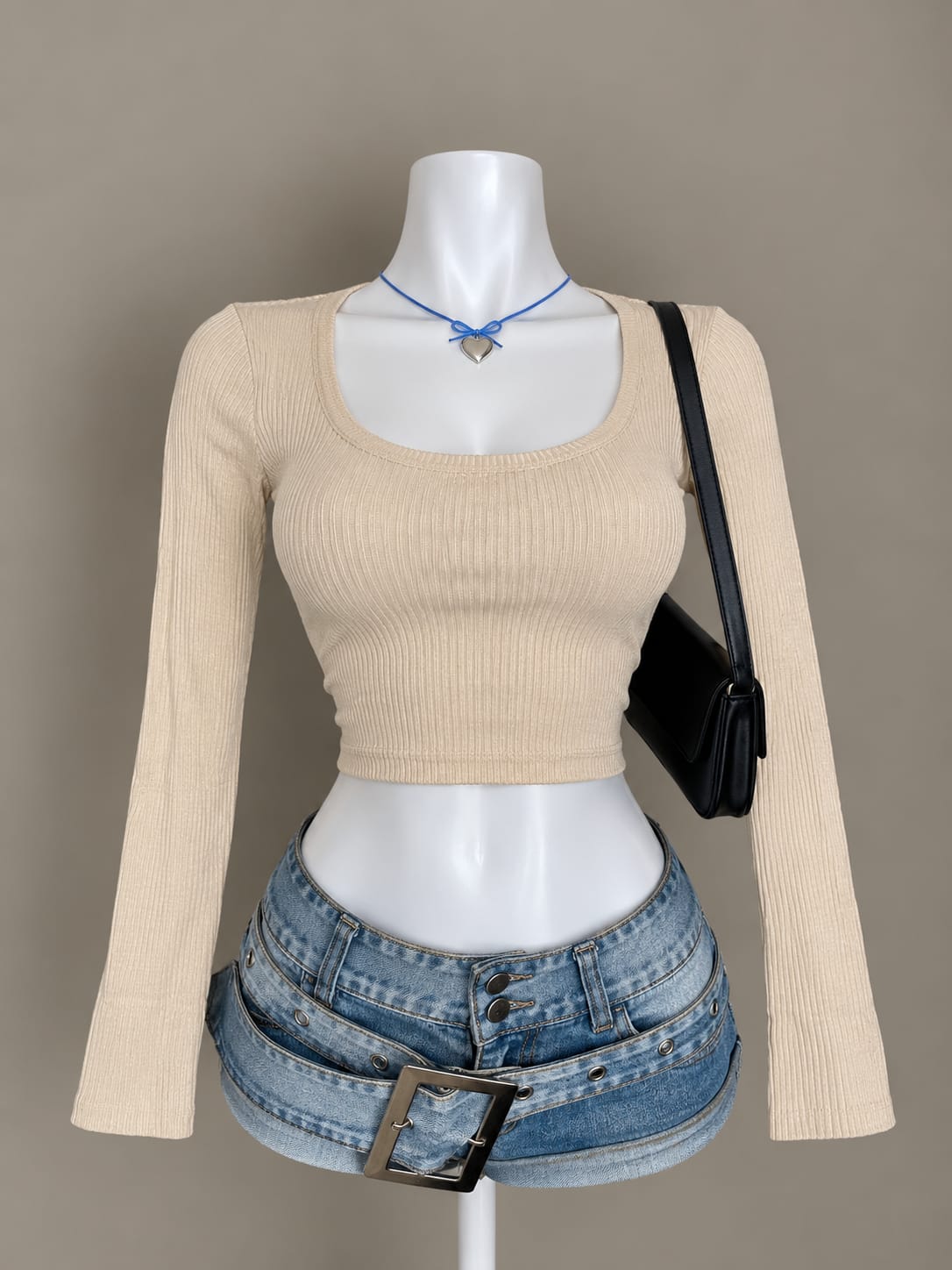Beige Crop Top