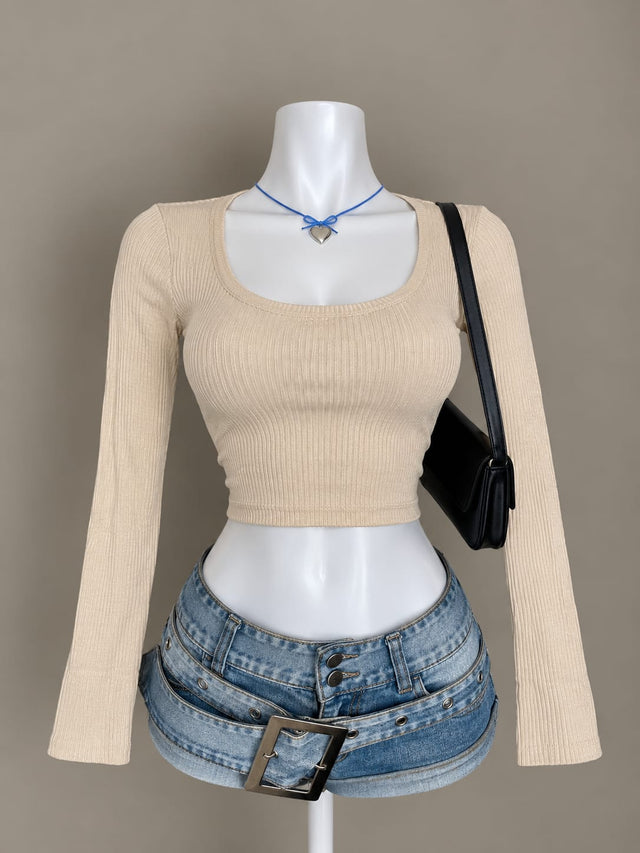 Beige Crop Top