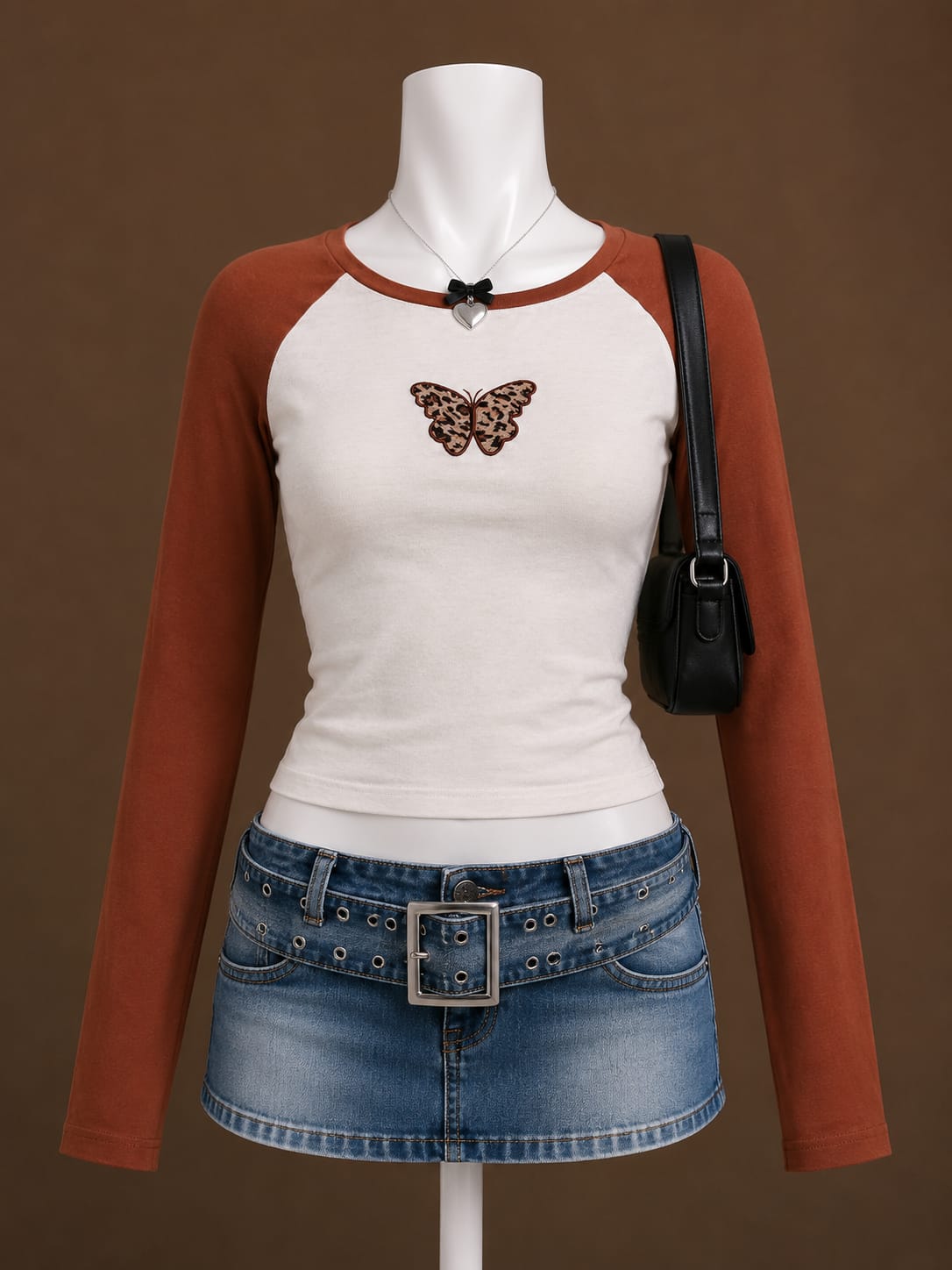 Brown And White Top