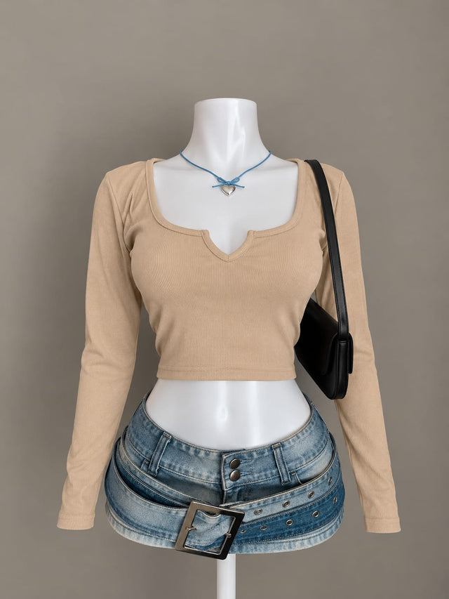 Beige Crop Top