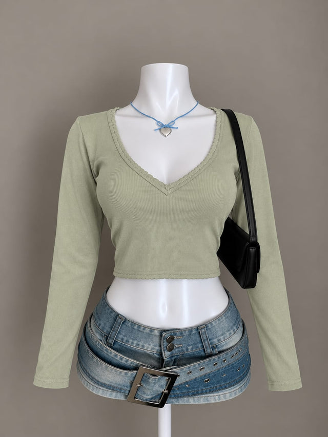 Sage Green Crop Top