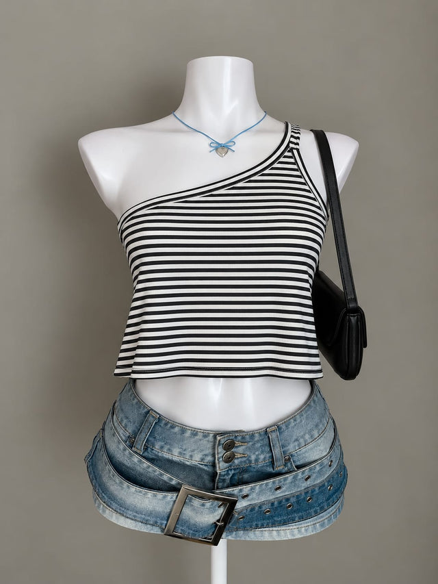 Black and White Crop Top