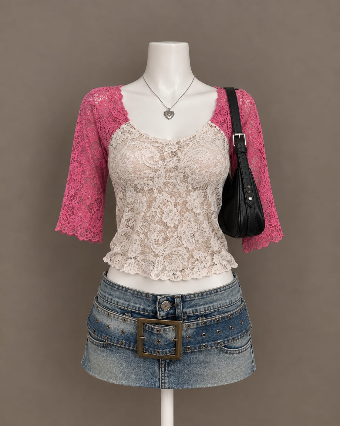White And Pink Lace Top